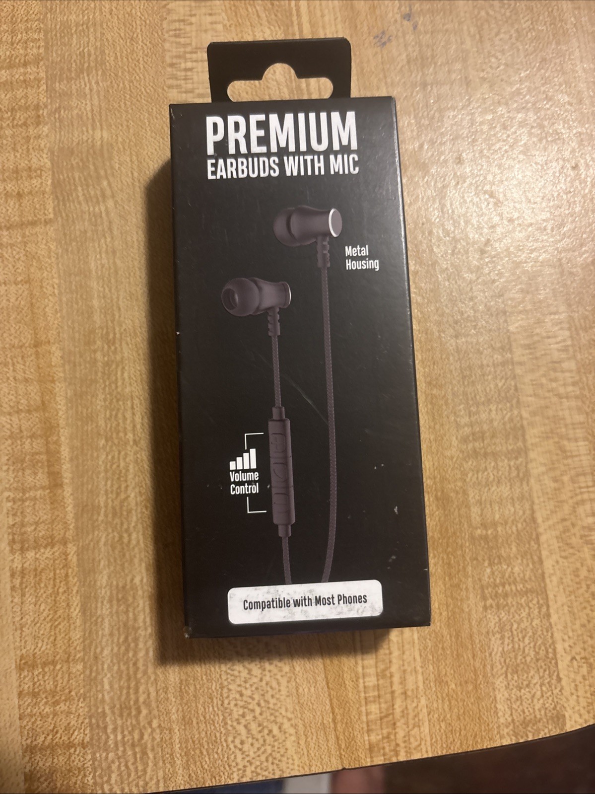 Premium 35mm Wired Earbuds Headphones – Black With In Line Microphone