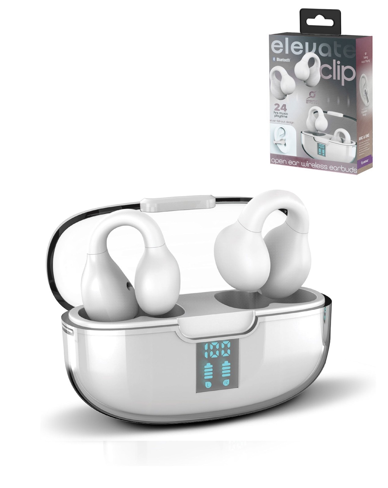 ELEVATE CLIP Open Ear True Wireless Earbuds – WHITE