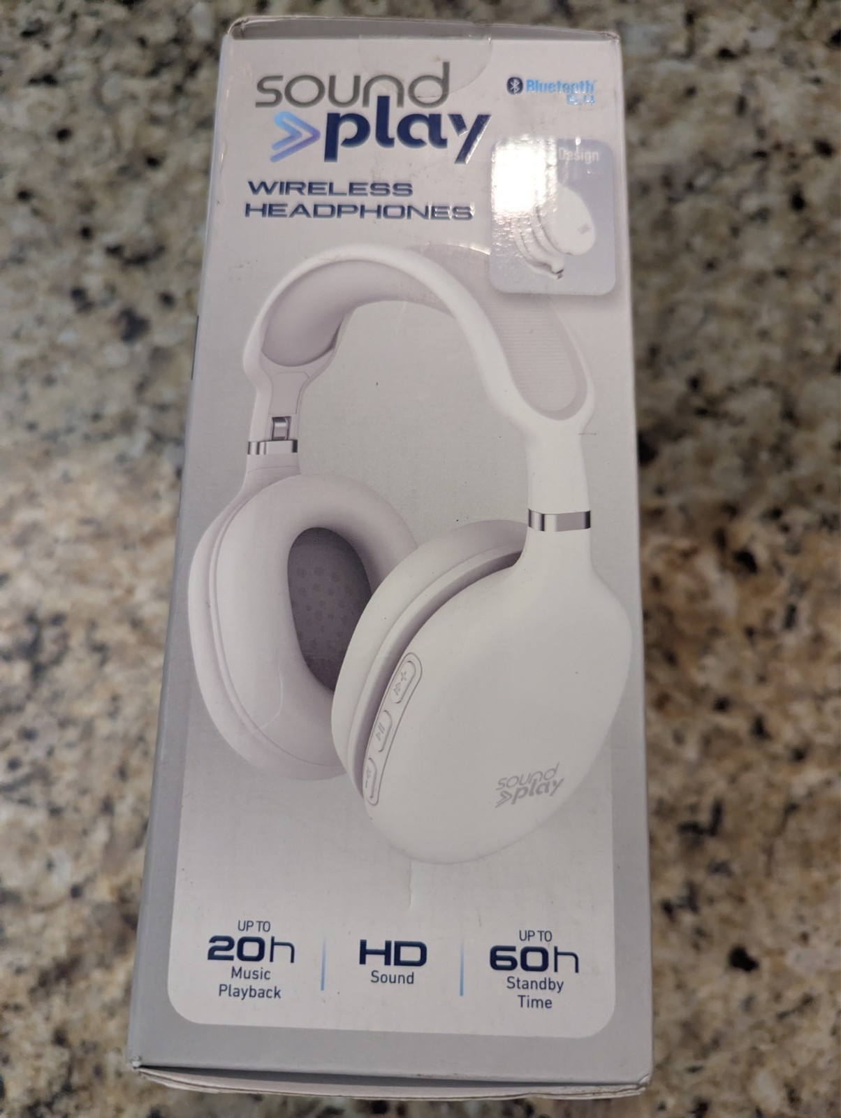Sound Play Wireless Headphones Over Ear Bluetooth Foldable White