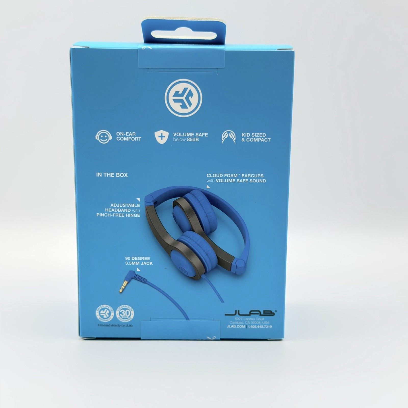 JLab JBuddies Folding Kids Headphones Wired Volume Safe 2nd Gen Blue/Gray