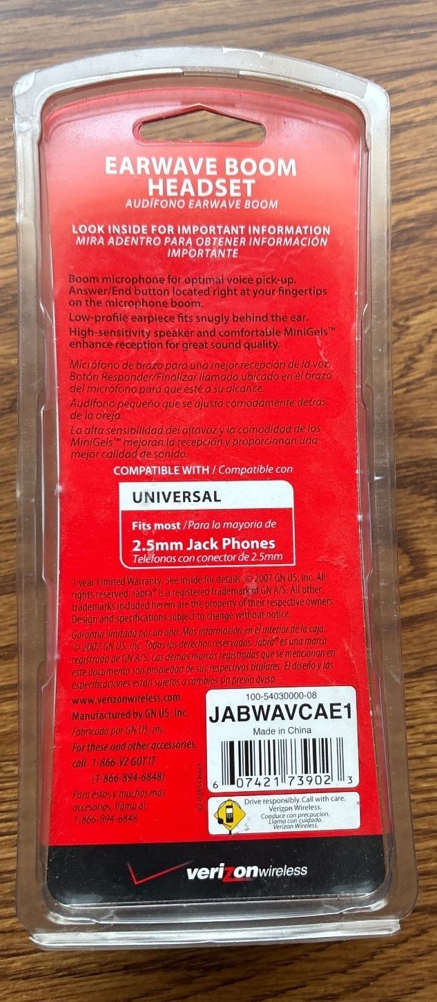 Jabra Earwave Boom Headset Universal 2.5mm Jack Phones