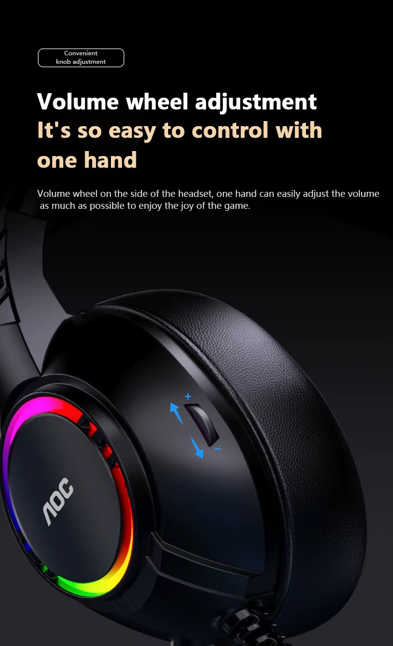 AOC USB Gaming Headset Compatible with PS5/4 Nintendo Switch Noise Canceling Mic