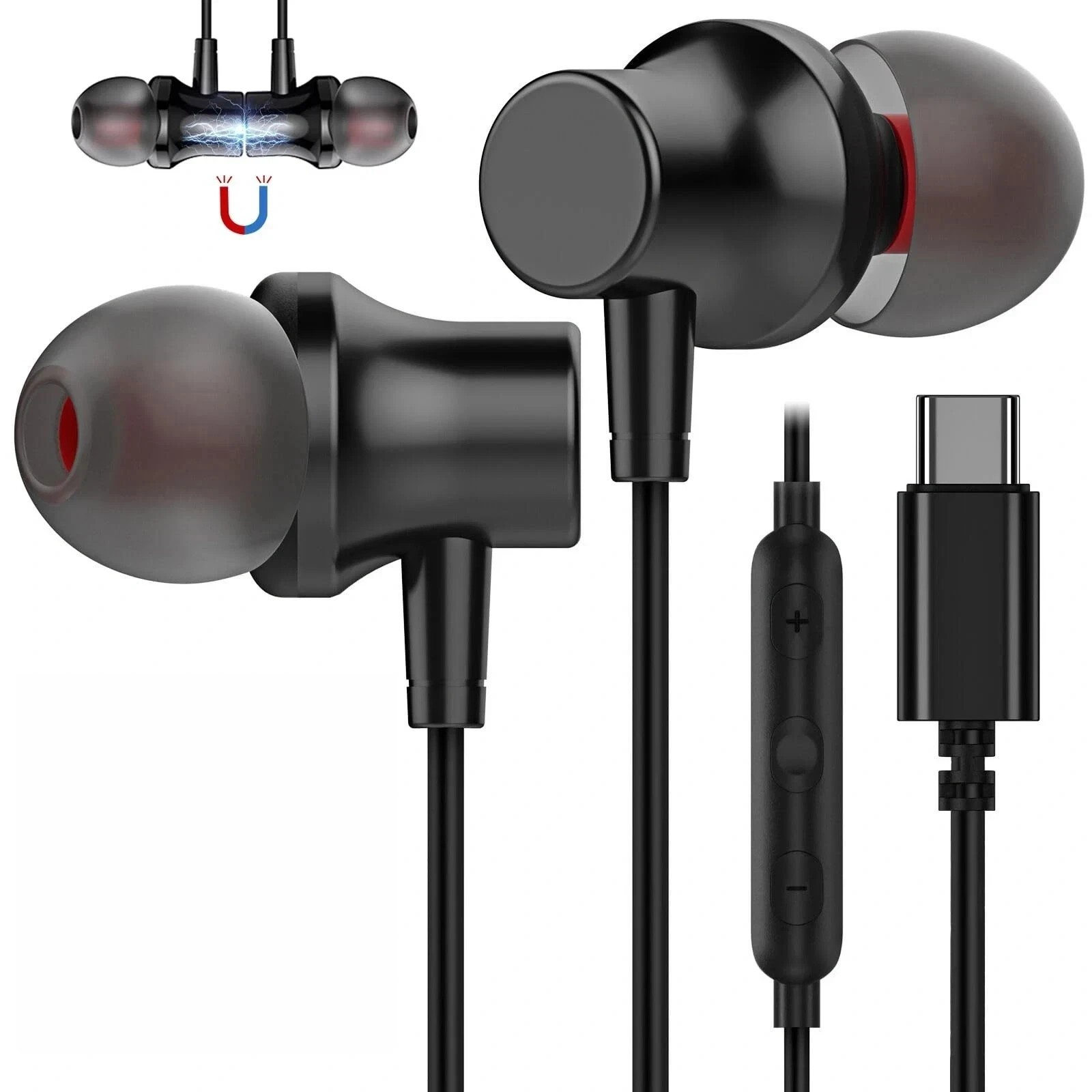 HIFI Bass Stereo Wired Earbuds Headset In-Ear Earphone Headphone MIC USB-C