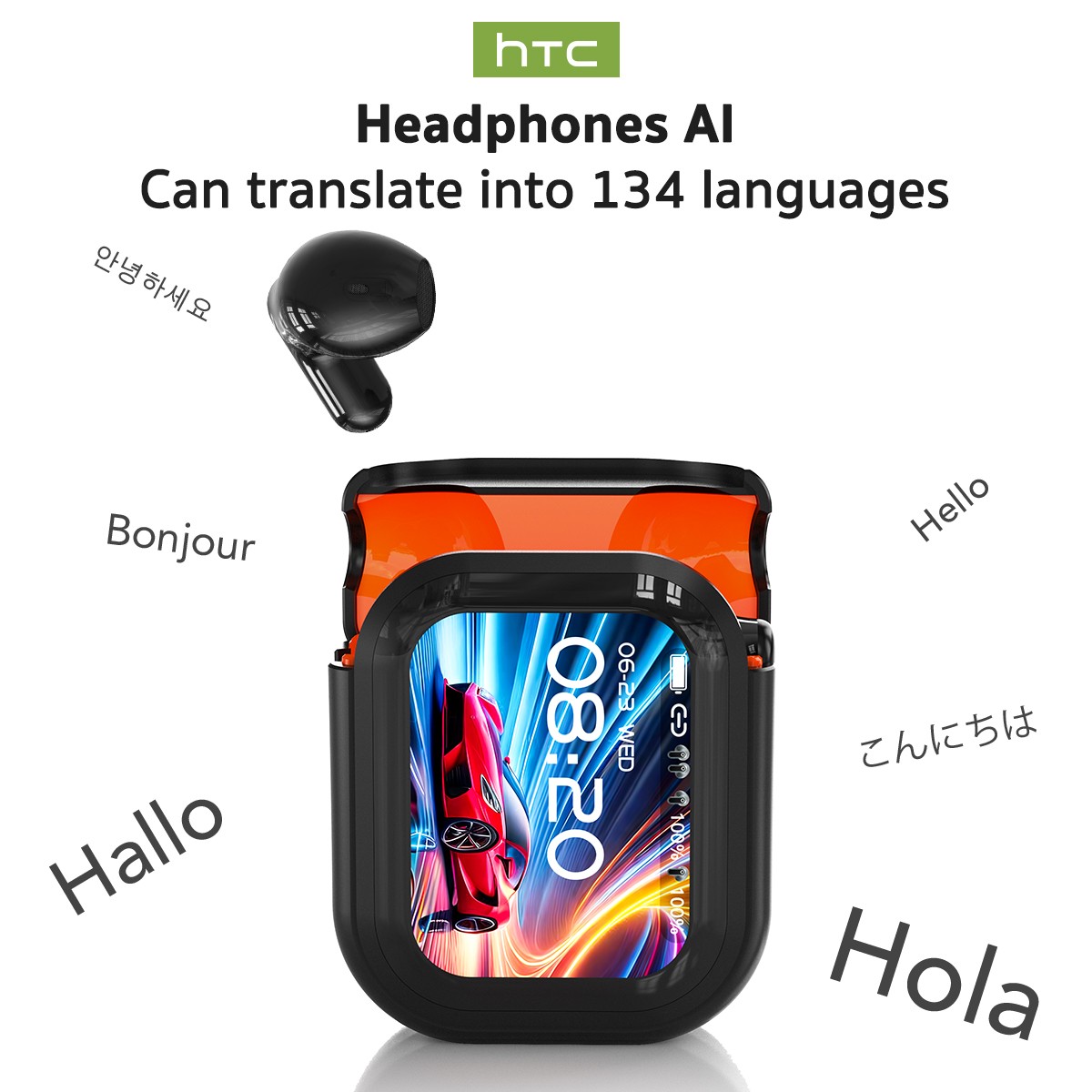 HTC NE20 Bluetooth 6.0 Translator Earbuds IPX4 Waterproof Long Battery Life New
