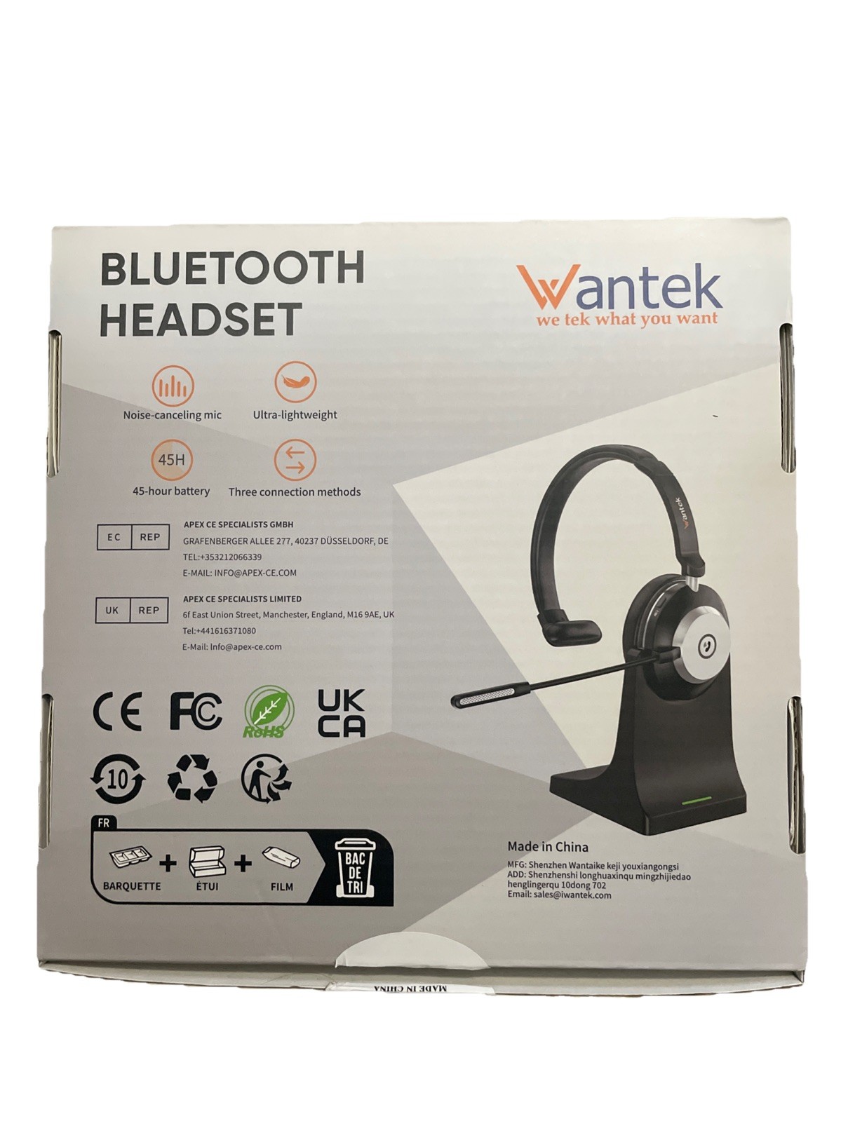 Wantek Bluetooth Headset HSM-WK881BTC
