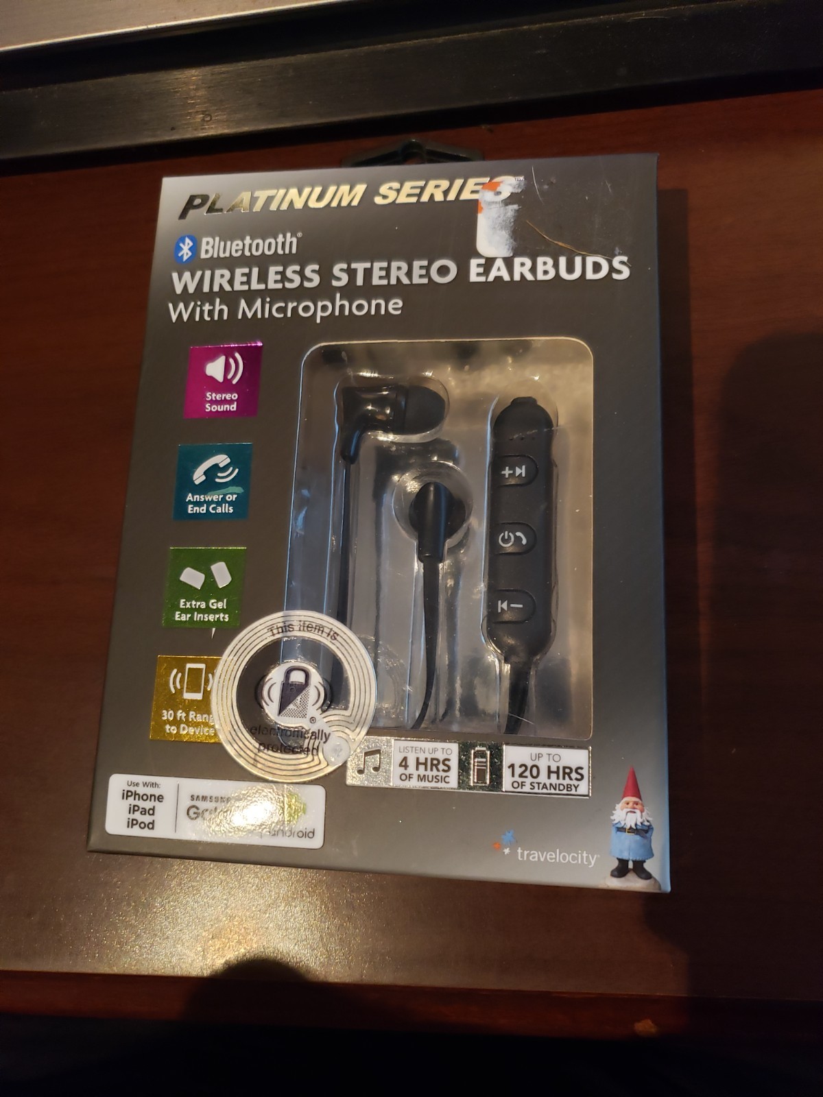 Travelocity Platinum Bluetooth Wireless Stereo Earbuds w/ Microphone NIB BLACK