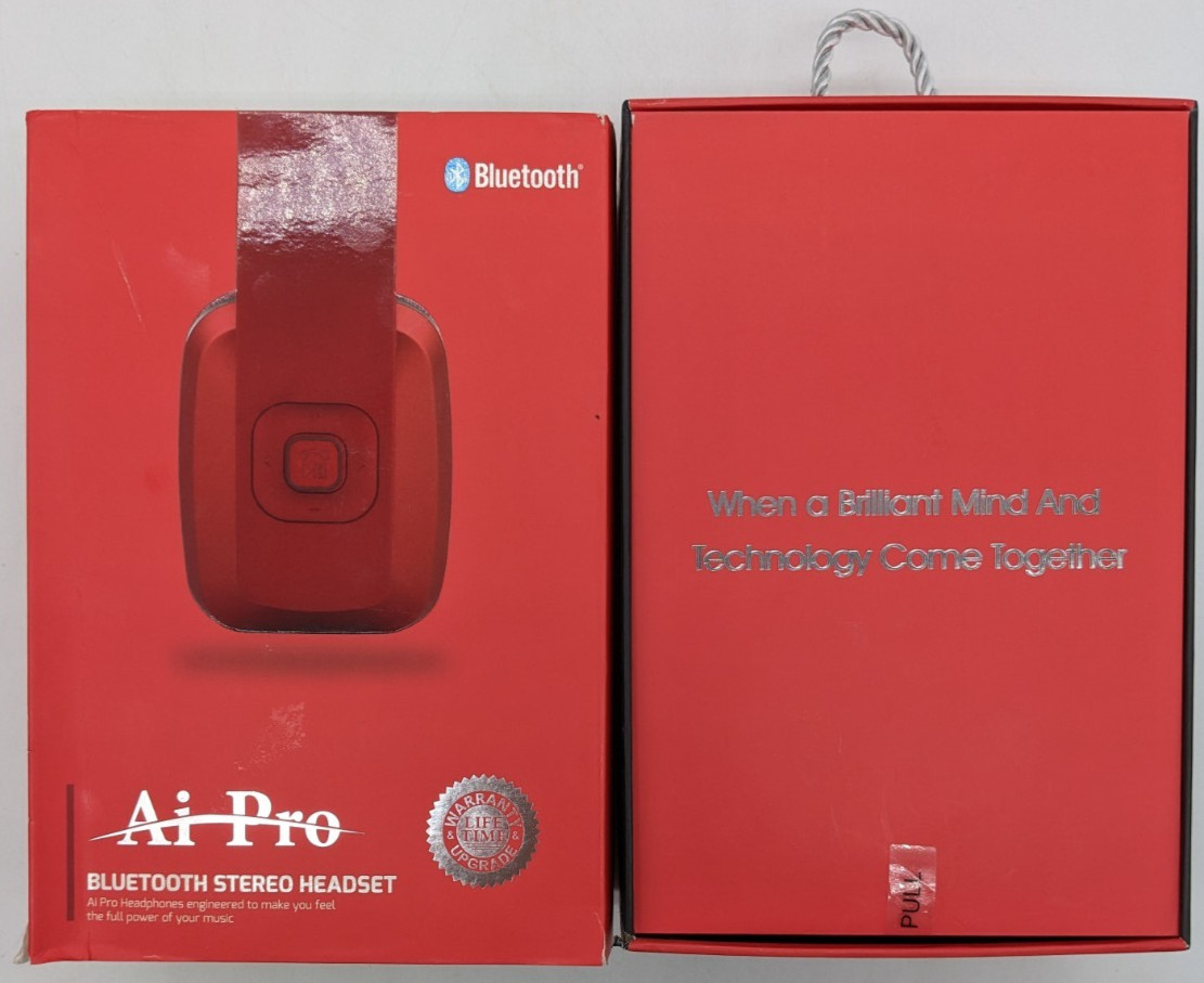 AiPro-200 Plus | Dual Bluetooth Stereo Headphones | Wireless Headset | Red