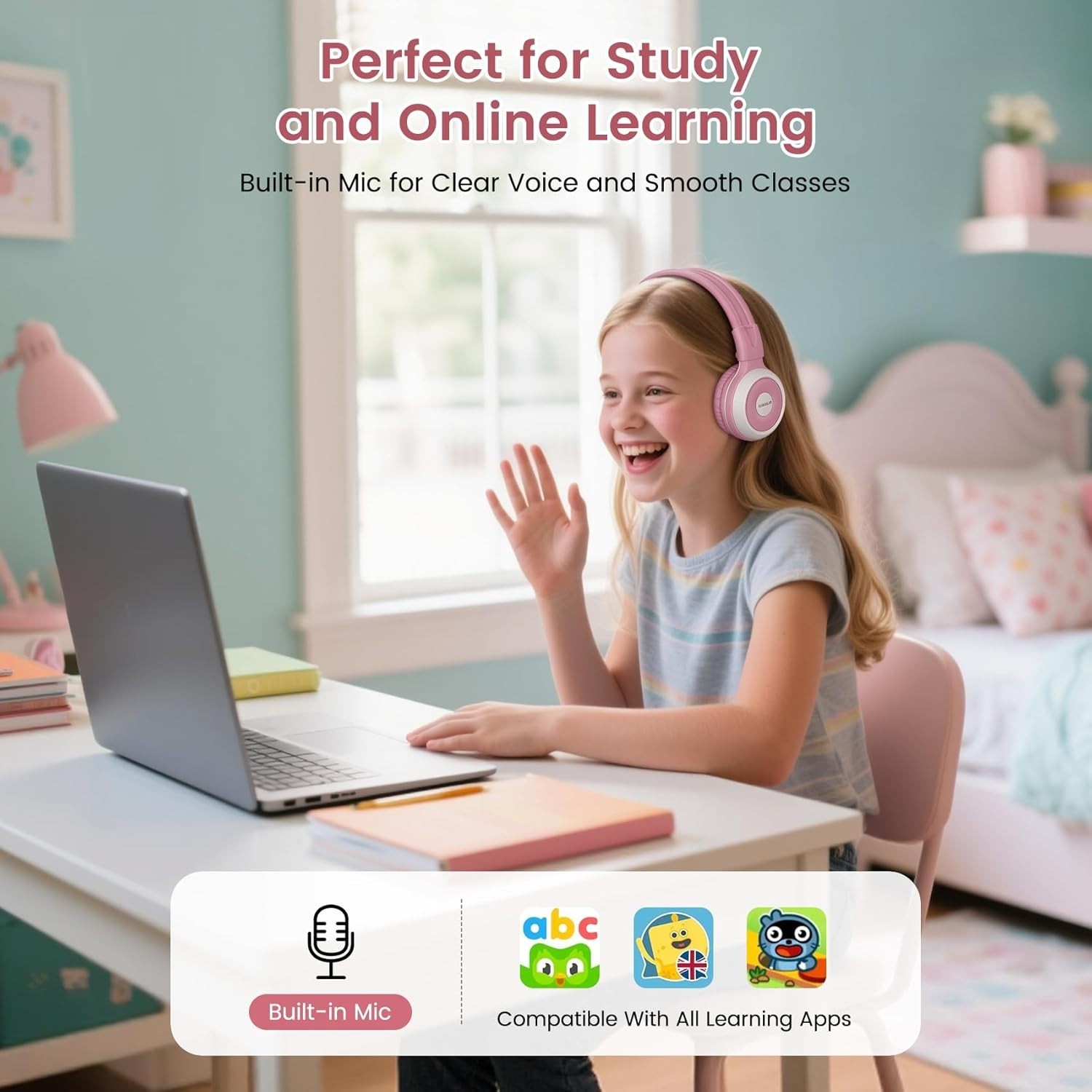 SIMOLIO AuraCast Kids Headphones,Compatible with Any Single Bluetooth devices