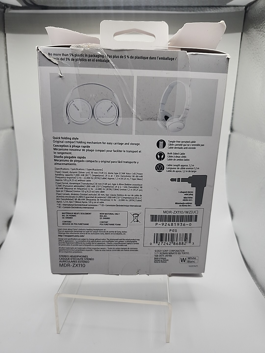 Sony MDR-ZX110 Ear-Pad (On the Ear) Headband Headphones – White