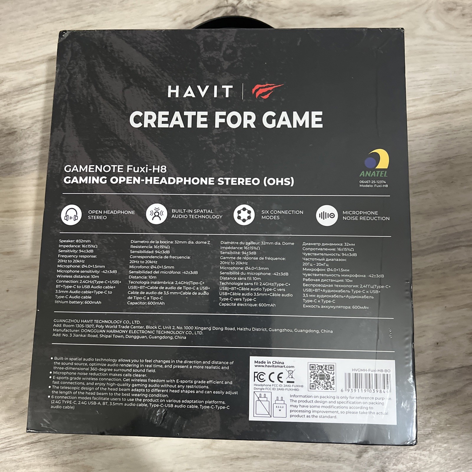 Havit Fuxi-H8 Black Cuffie Con cavo e senza cavo A Padiglione Gaming USB tipo-C