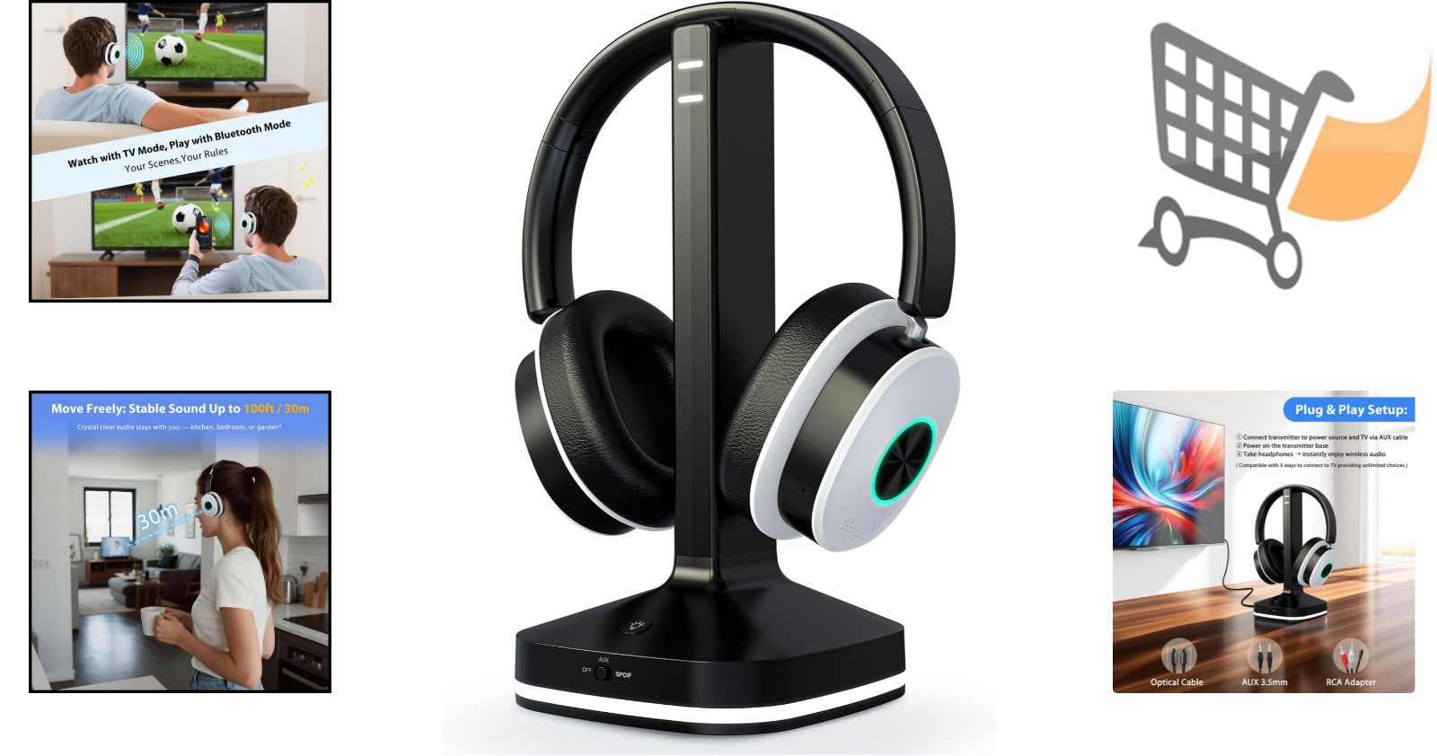 Wireless TV Headphones Over Ear Seniors Bluetooth 5.4 Noise Canceling