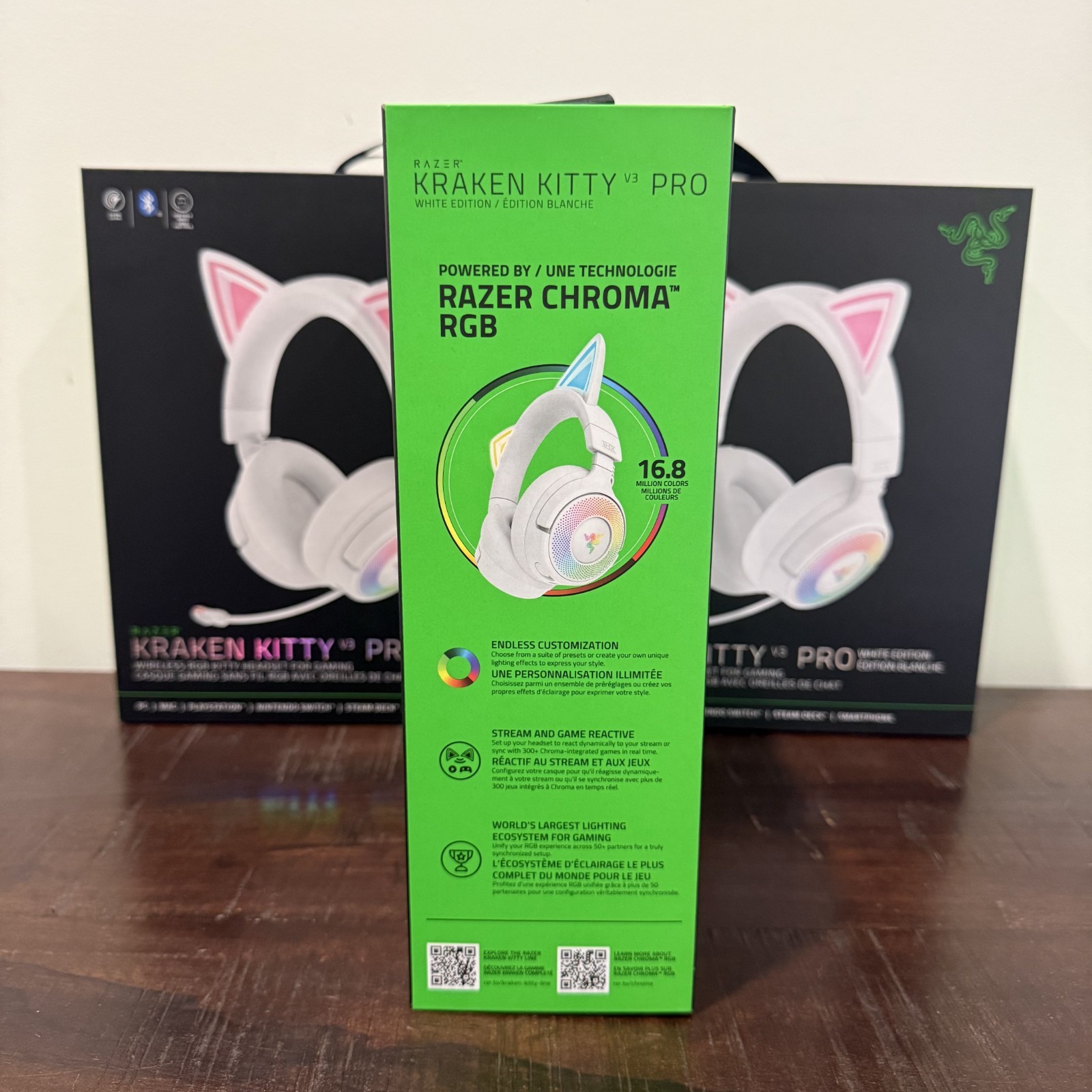 Razer Kraken Kitty V3 Pro Wireless RGB Headset White Kitty Ears Chroma NEW