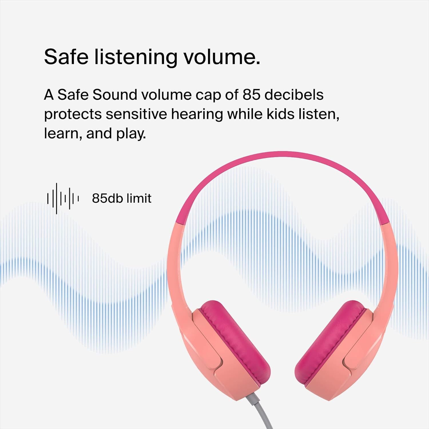 Belkin SoundForm Mini Kids Wired Headphones with Built-in Microphone Pink