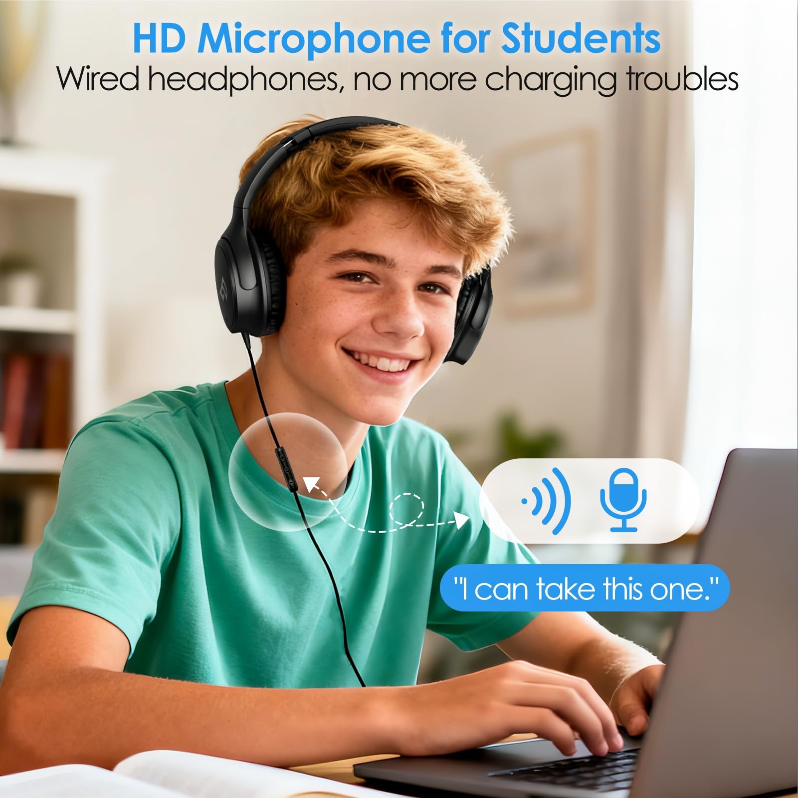 USB C Headphones Kids Wired Headphones for Adults with Microphone