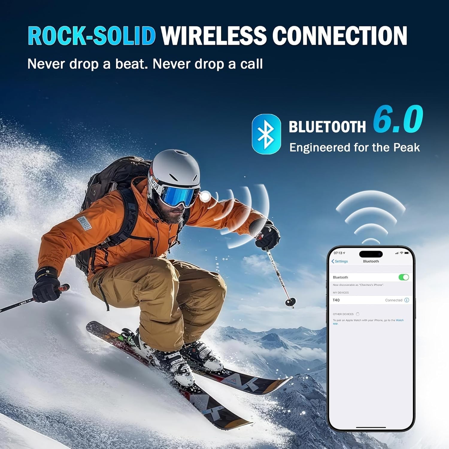 Wireless Bluetooth 6.0 Ski Helmet Speakers – 30H Playtime, Glove-Friendly, HDR