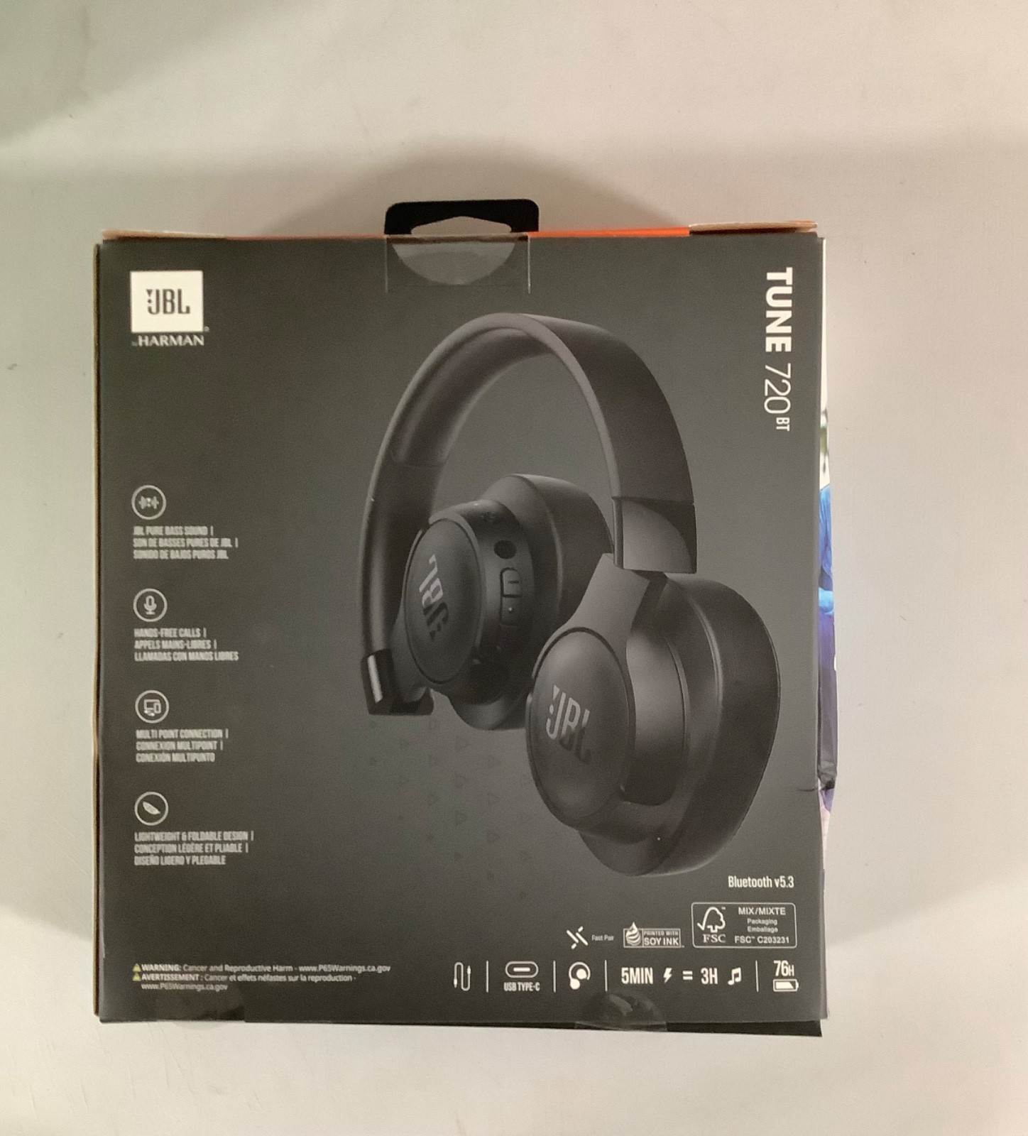 JBL Tune 720BT Over-Ear Wireless Bluetooth Pure Bass Sound Headphones (Black)