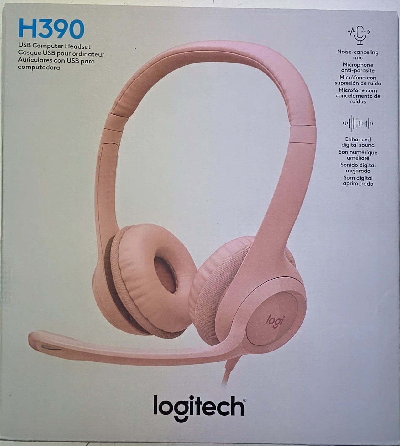 Logitech H390 Headphones with Noise-Cancelling Microphone, Rose