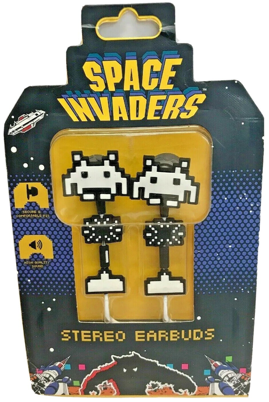 2018 Space Invaders Stereo Earbuds High Quality Sound 3.5MM Jack Sakar/Vivitar