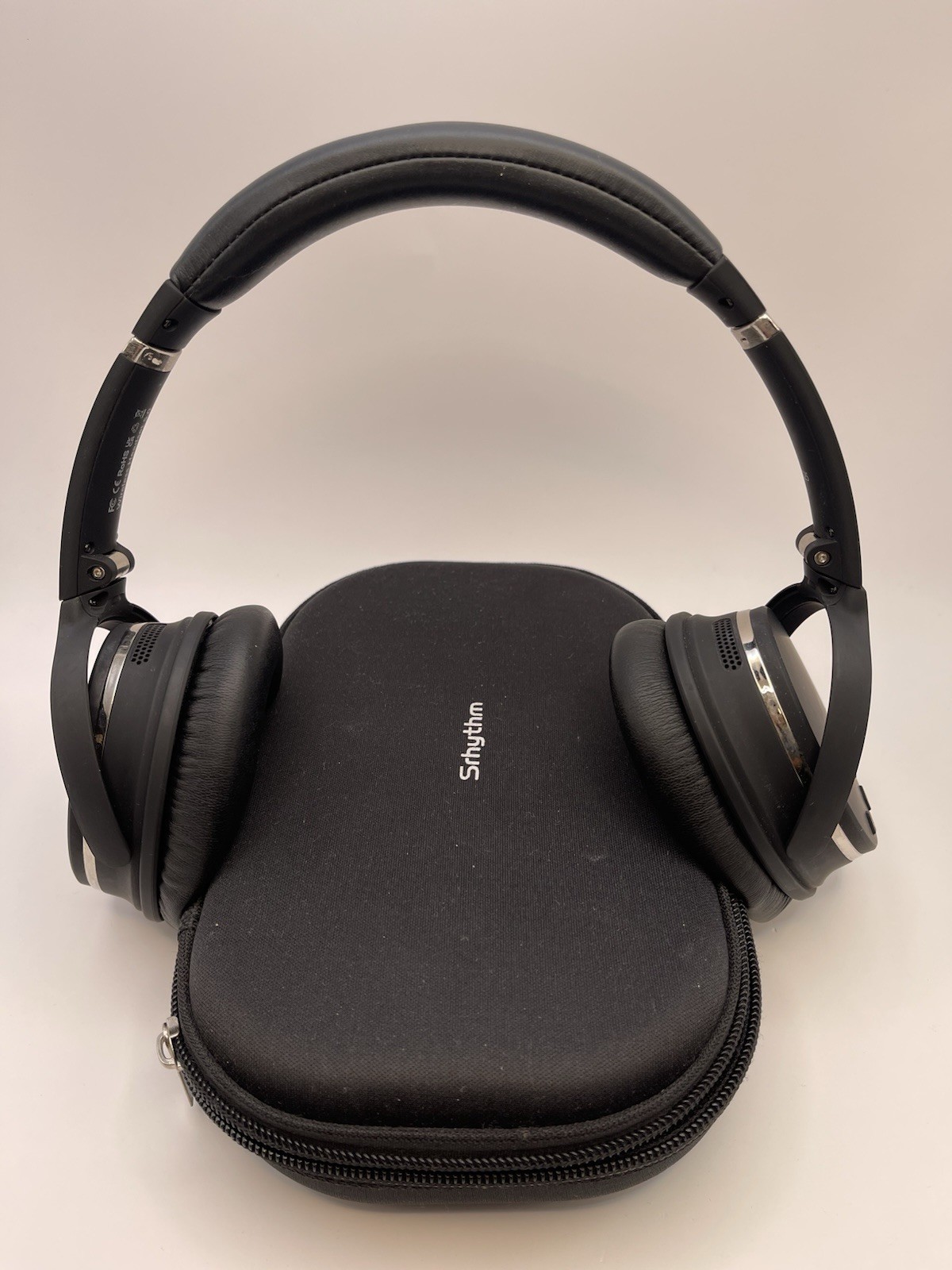Srhythm NC-25 Over Ear Headphones Black Wireless Bluetooth 3.5mm ANC W/ Case