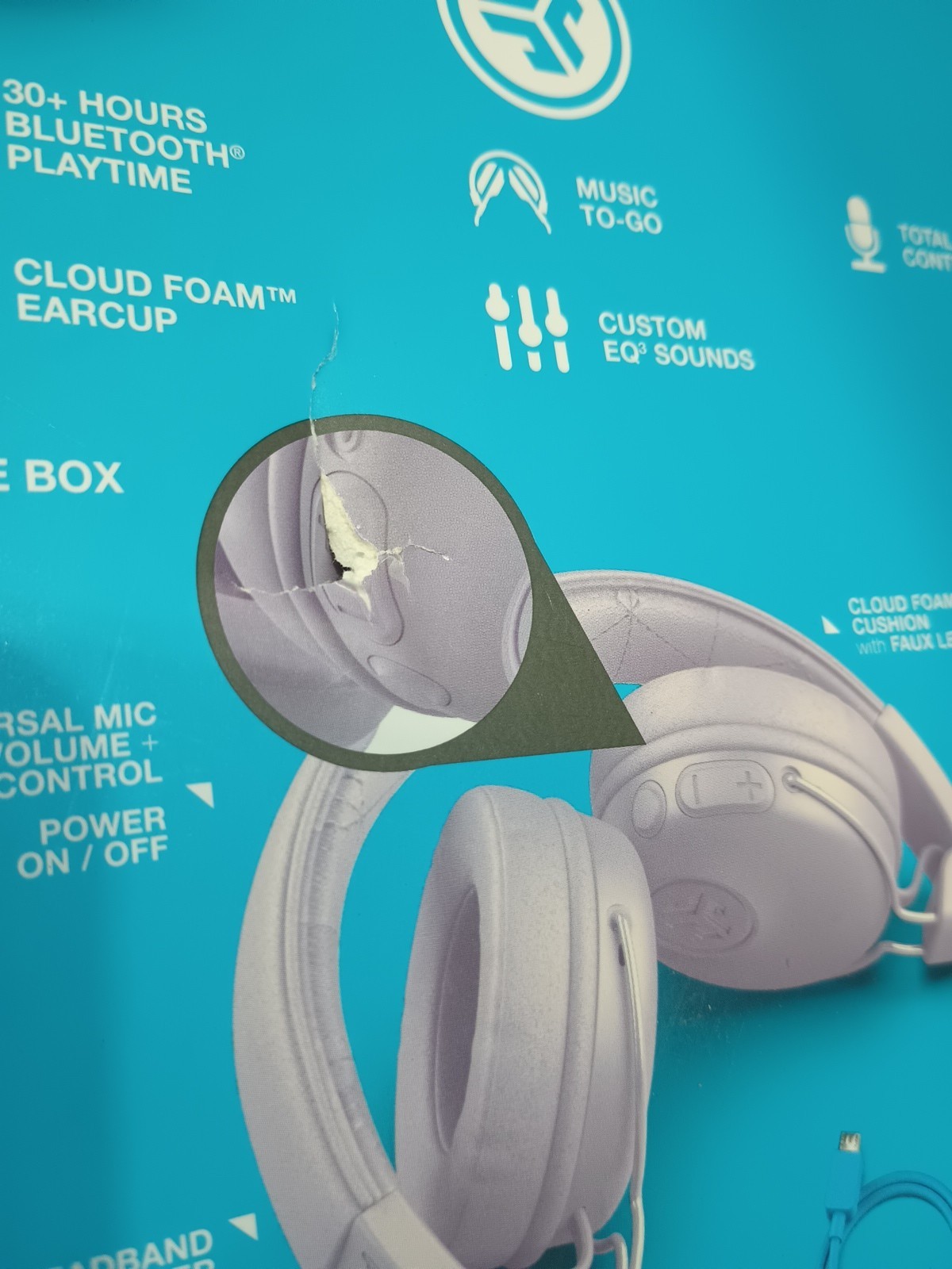 JLab Studio Wireless Bluetooth On Ear Headphones 30+ Hours Lilac Cloud Foam