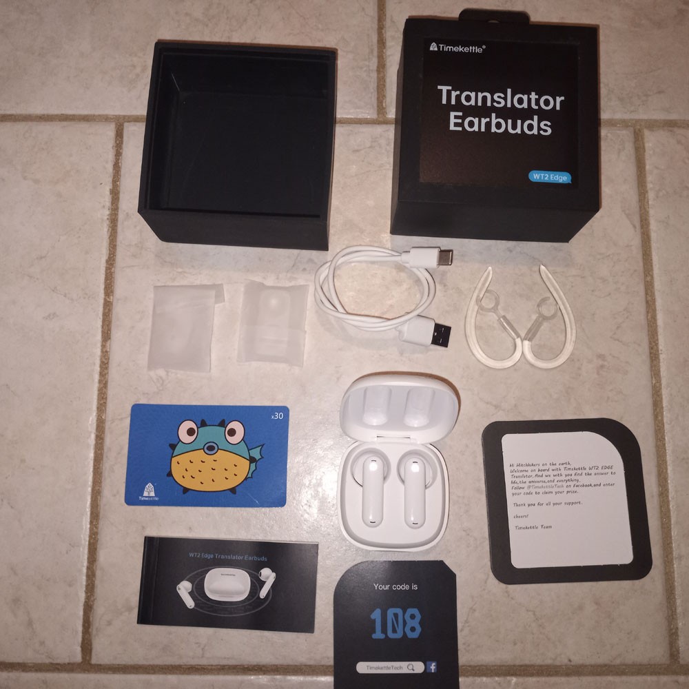 Lightly Used White Timekettle WT2 Edge Translation Earbuds + Case + Original Box