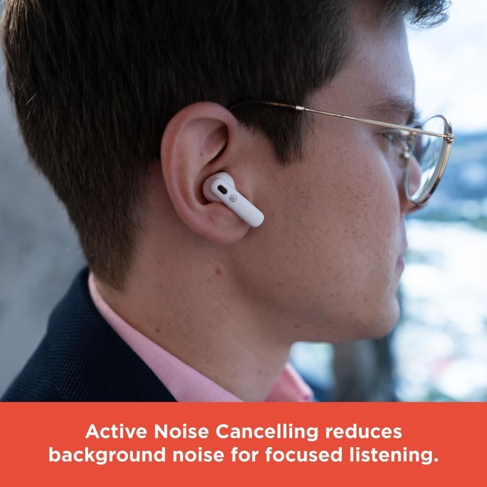 RadioShack Wireless Bluetooth Earbuds White, Noise Cancelling IPX5 400mAh
