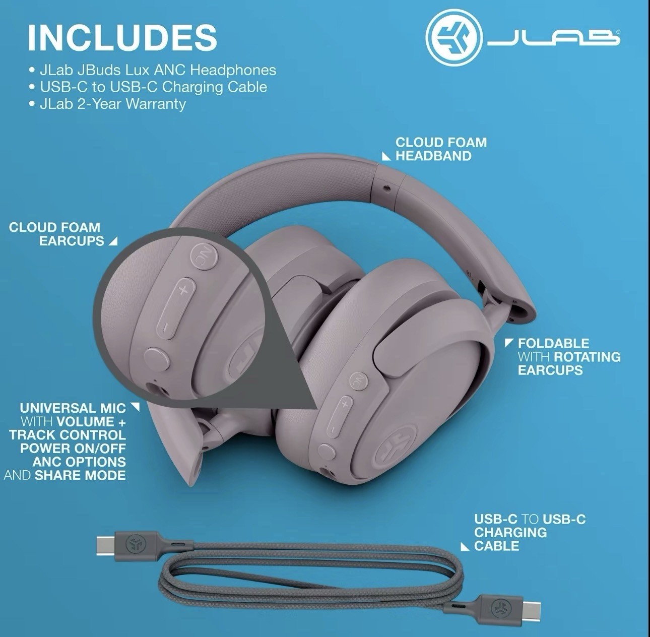 JBuds Lux ANC Headphones and GO POP+ Bluetooth Earbuds
