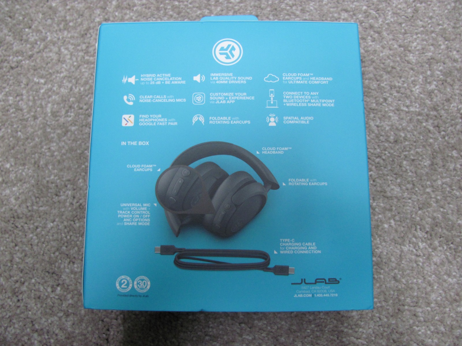 New JLab JBudsLux ANC Wireless Noise Cancellation Over-Ear Headphones – Graphite