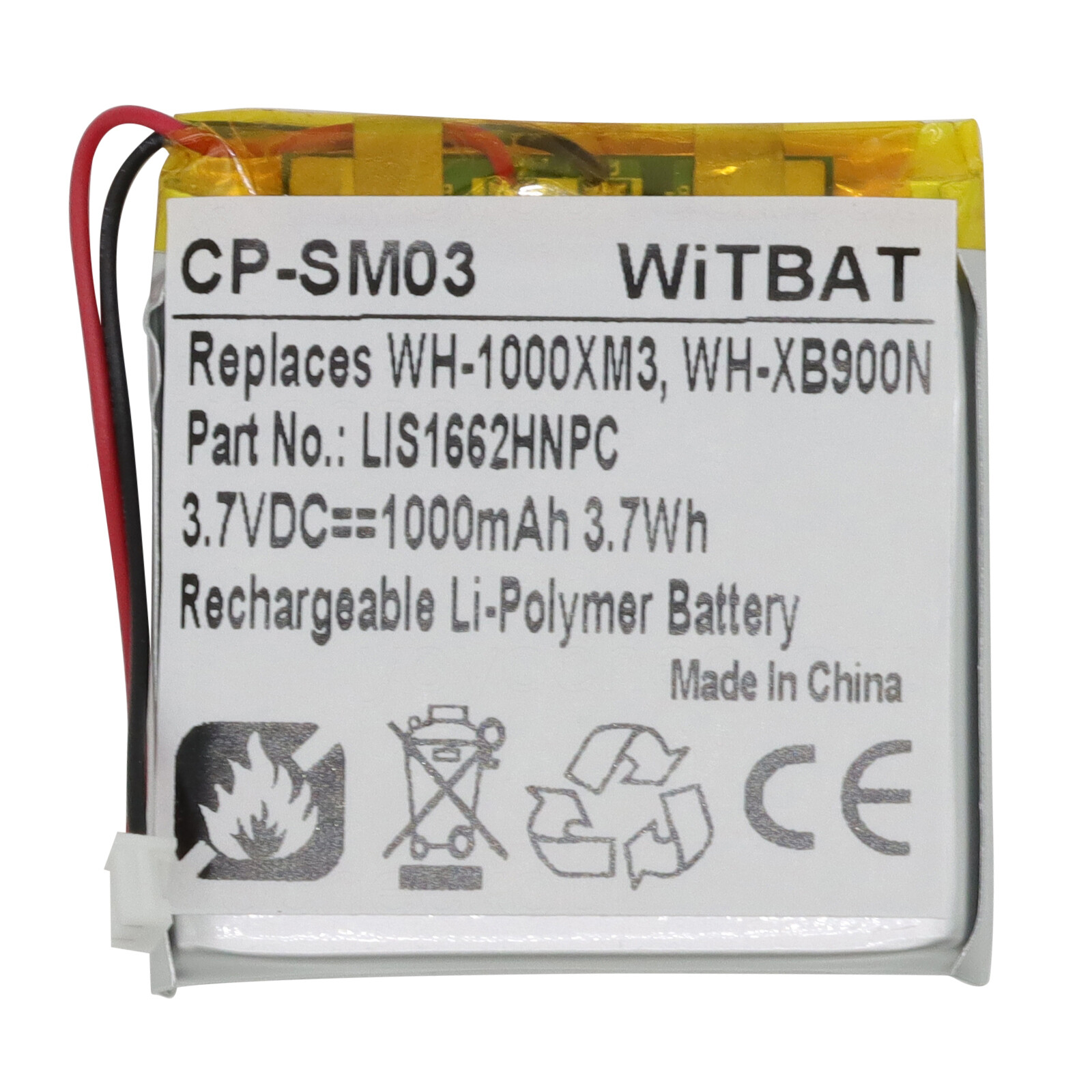 Replacement Battery For Sony WH-1000XM3 WH-1000XM4 XB900N CH710N Headset SM-03