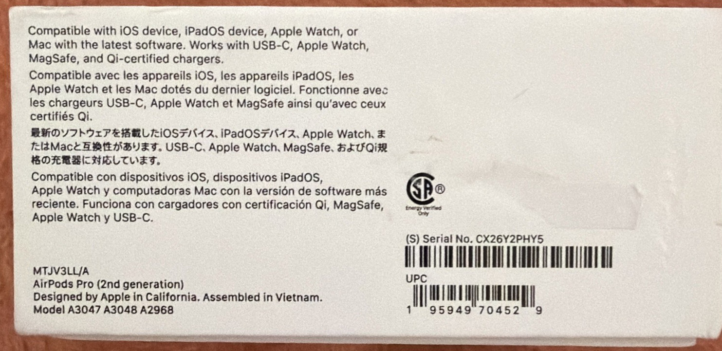 Apple AirPods Pro 2nd Gen Earbuds with USB-C MagSafe Case White MTJV3LL/A