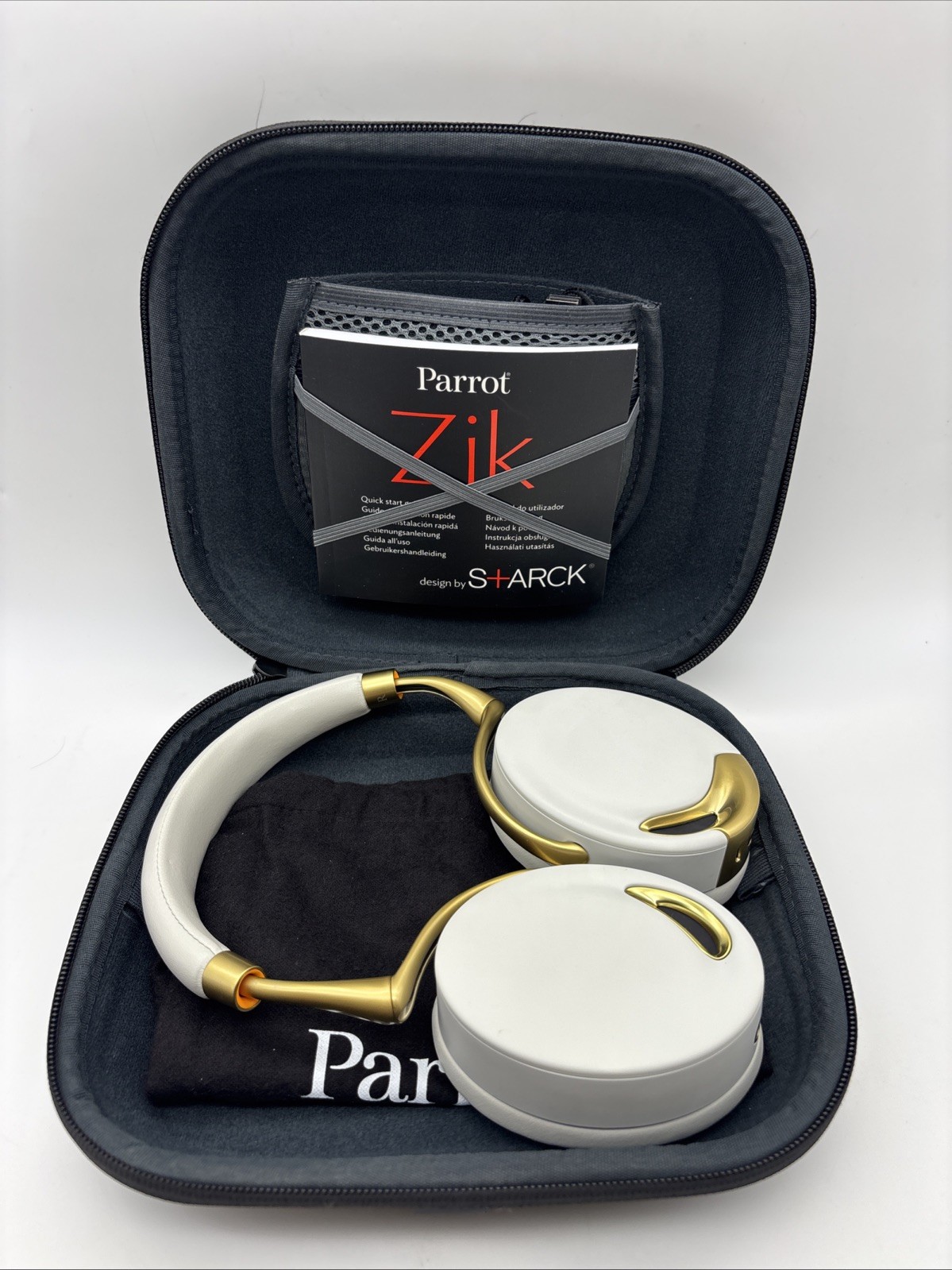 Parrot Zik Wireless Noise Cancelation Bluetooth Headphones – WHITE – YELLOW GOLD