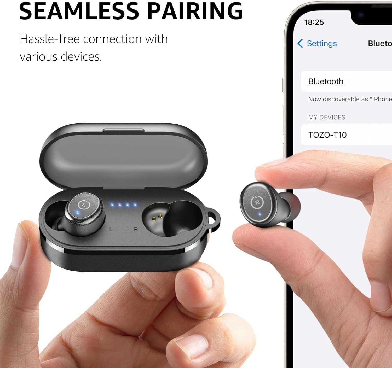 T10 Wireless Earbuds Bluetooth 5.3 Headphones, App Customize EQ, Ergonomic Desig