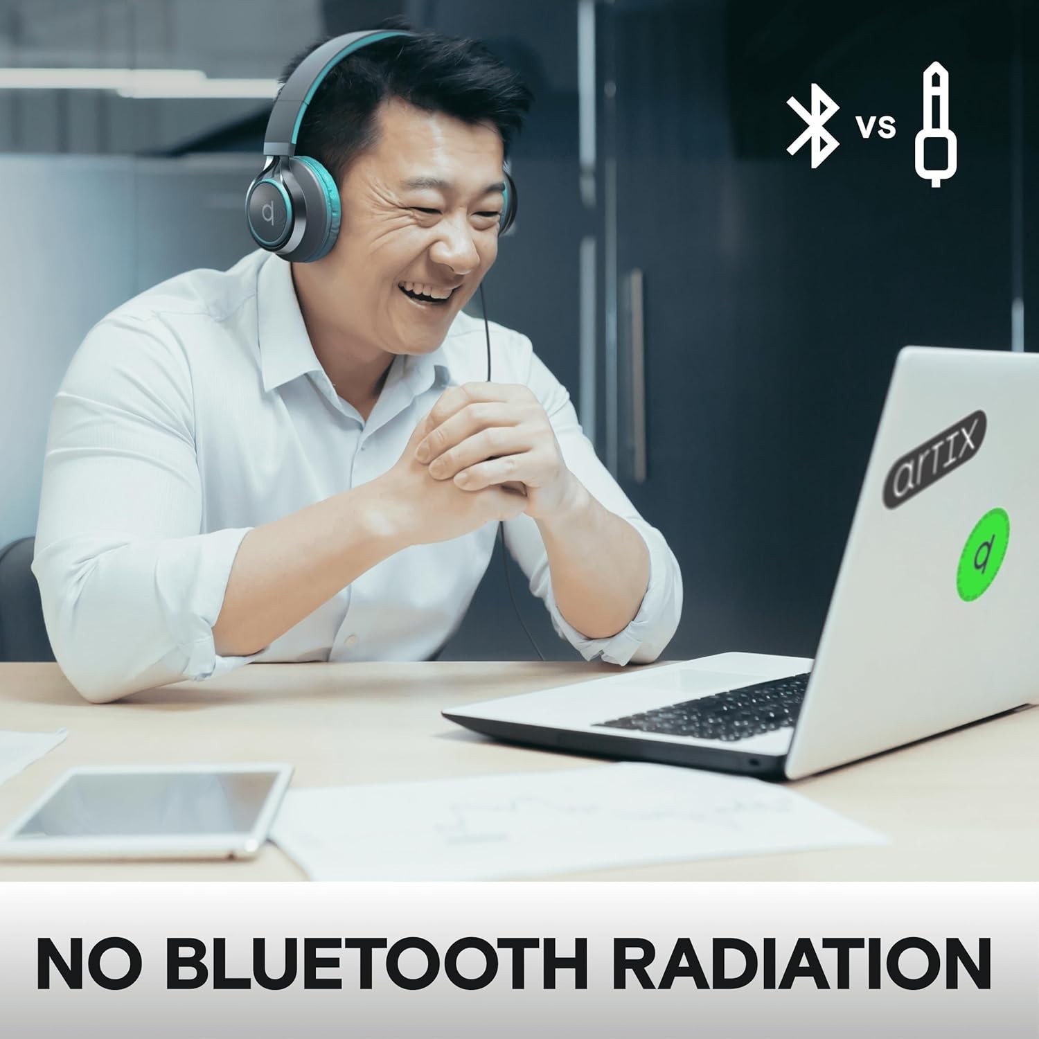 Turquoise CL750 Wired Headphones with Built-In Mic – Perfect for School & Work