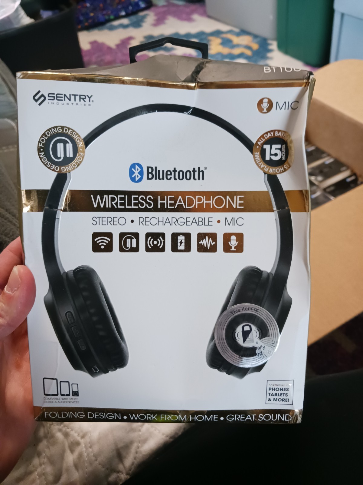 Sentry Bluetooth Wireless Headphones BT100. 15 Hour Battery Life. New