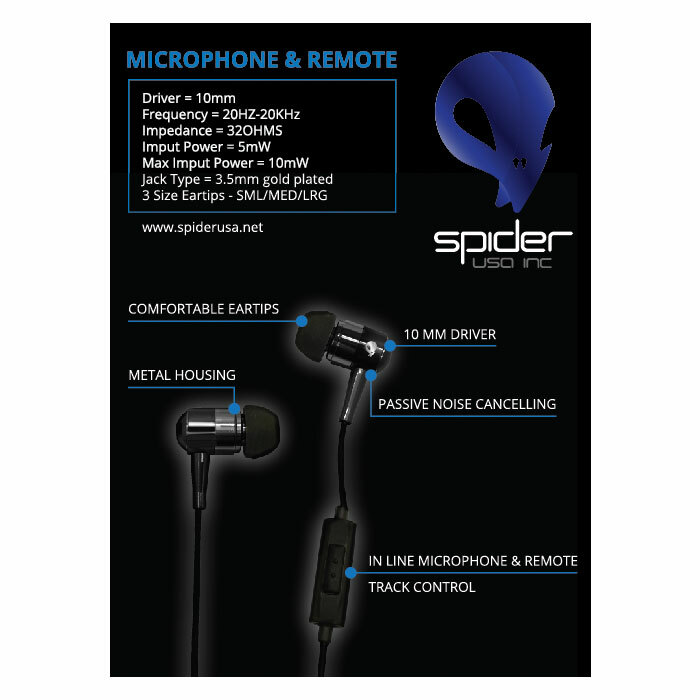 Spider USA Earbuds Sapphire Series Earphone MIC Remote US Seller Red SPEB111
