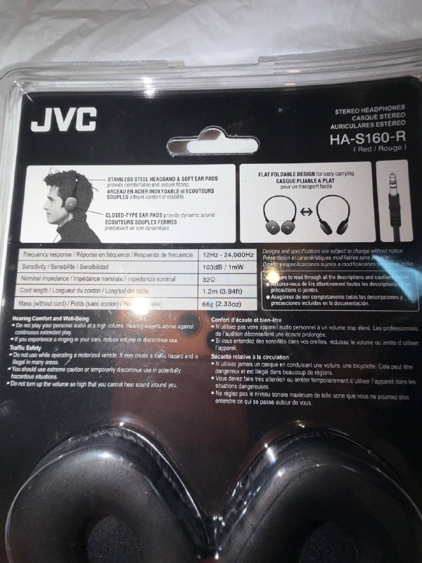 JVC Flats On-Ear Wired Headphones, Foldable Design, 30mm Drivers, Red