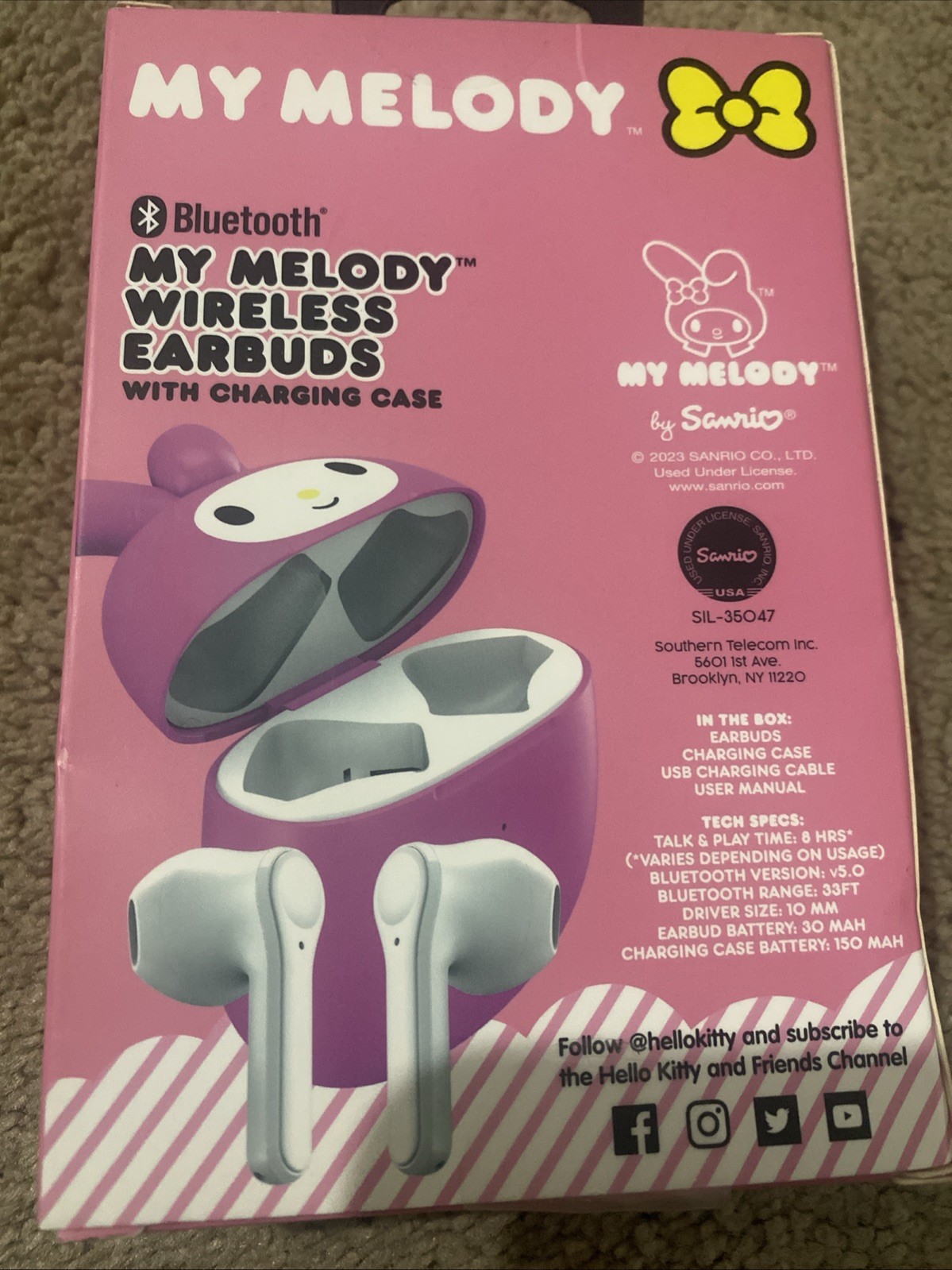My Melody Wireless Earbuds with Charging Case new, sealed unopened.Hello Kitty!