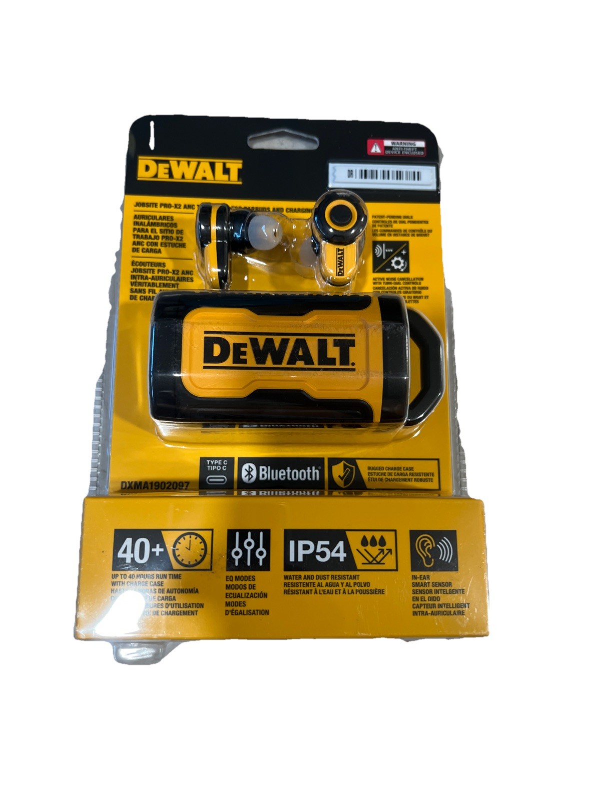 DEWALT Jobsite Pro X2 ANC True Wireless Bluetooth Earbuds IP54, 190 2097 DW2