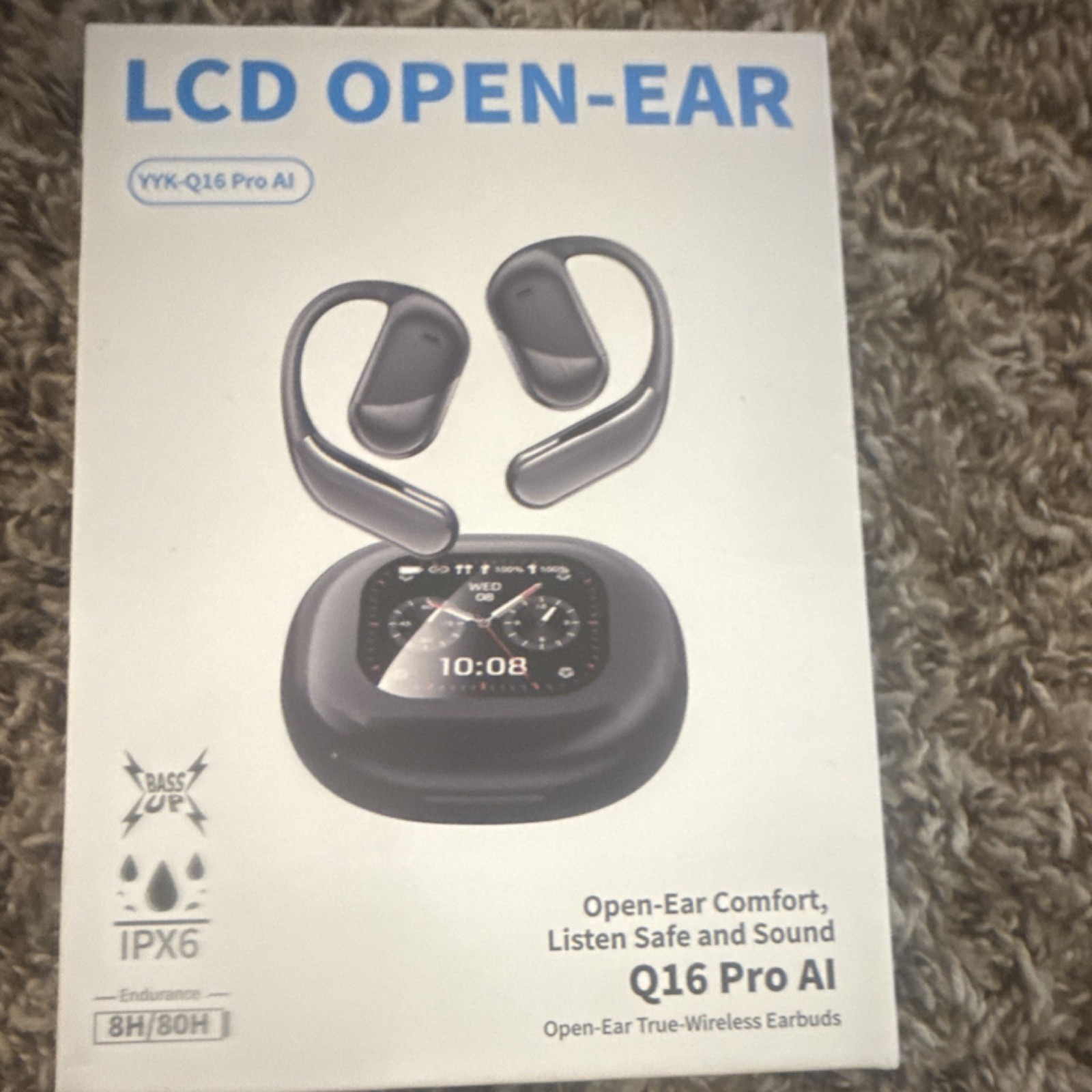 YYK Q16 Pro AI Open-Ear True Wireless Ear-hook Earbuds Bluetooth Black