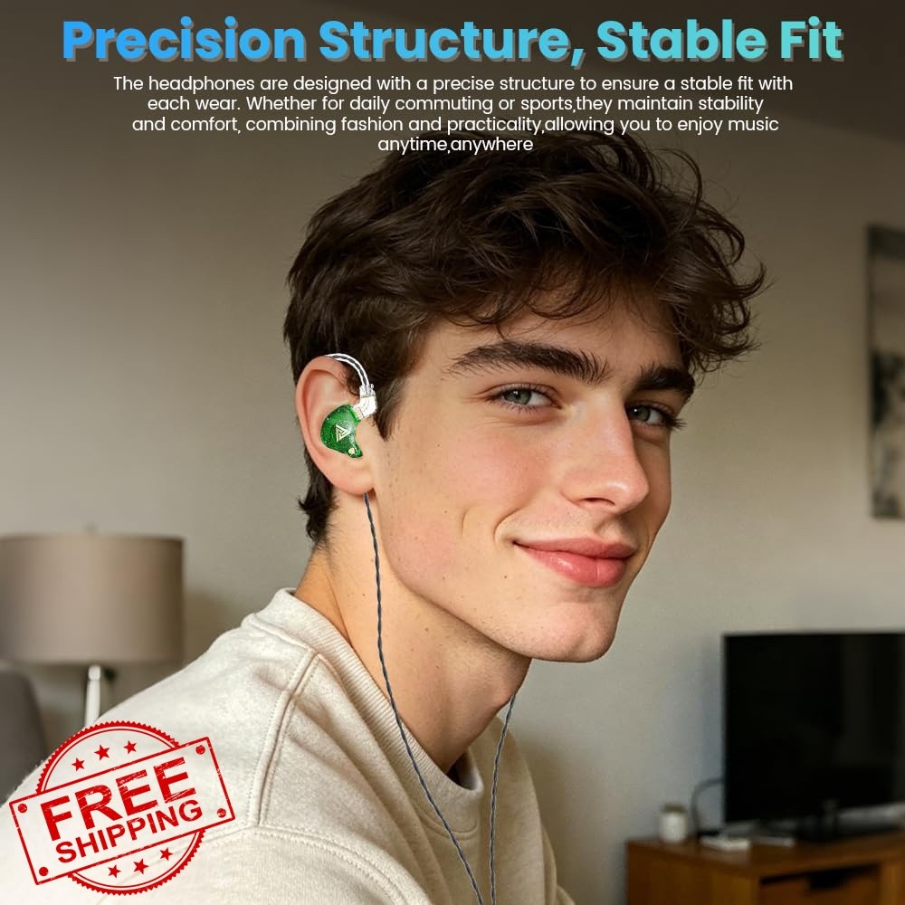 Yeabomy Green Wired Gaming Earbuds QKZ AK6 PRO