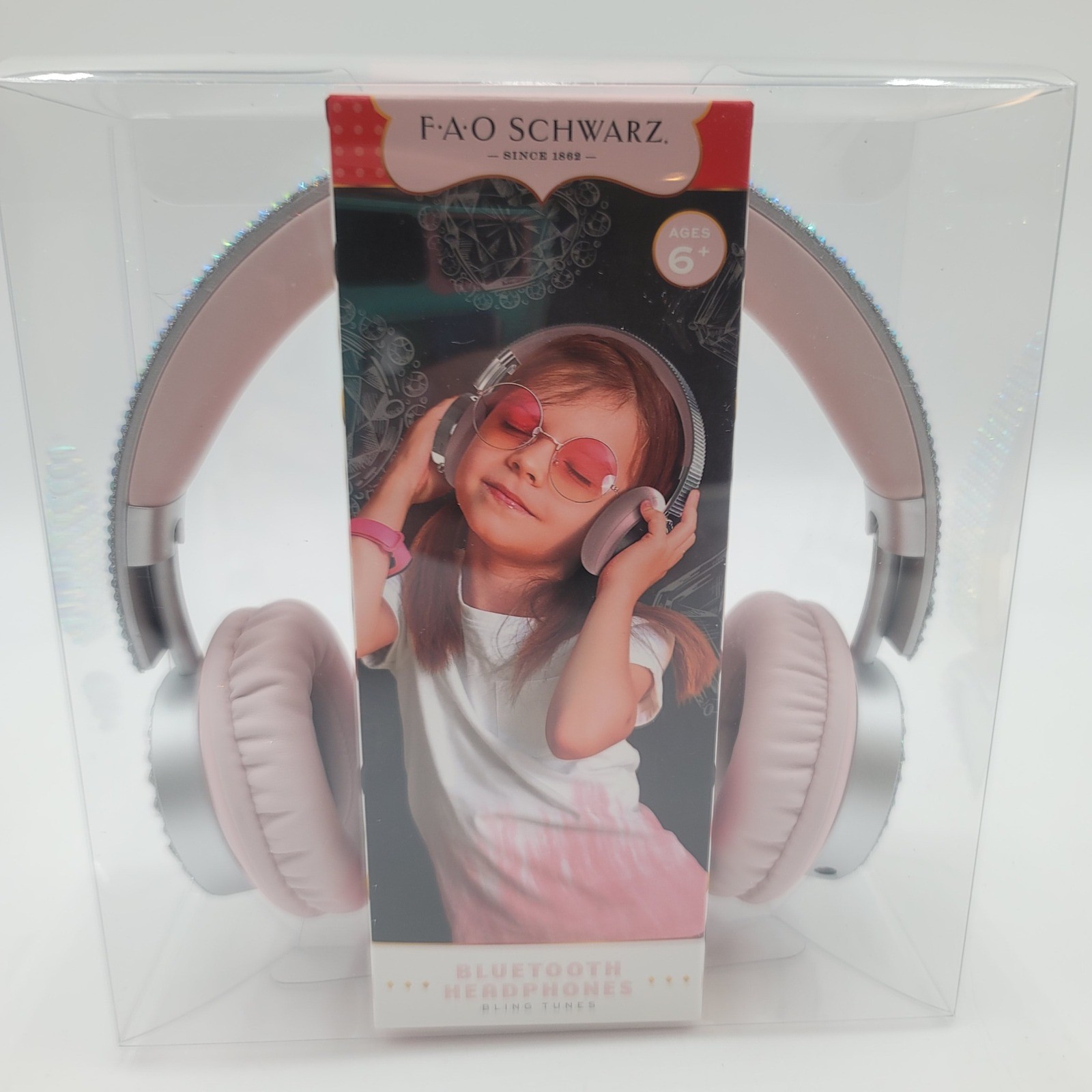 FAO Schwarz Bling Tunes Kids Bluetooth Headphones Pink Rhinestone Girls