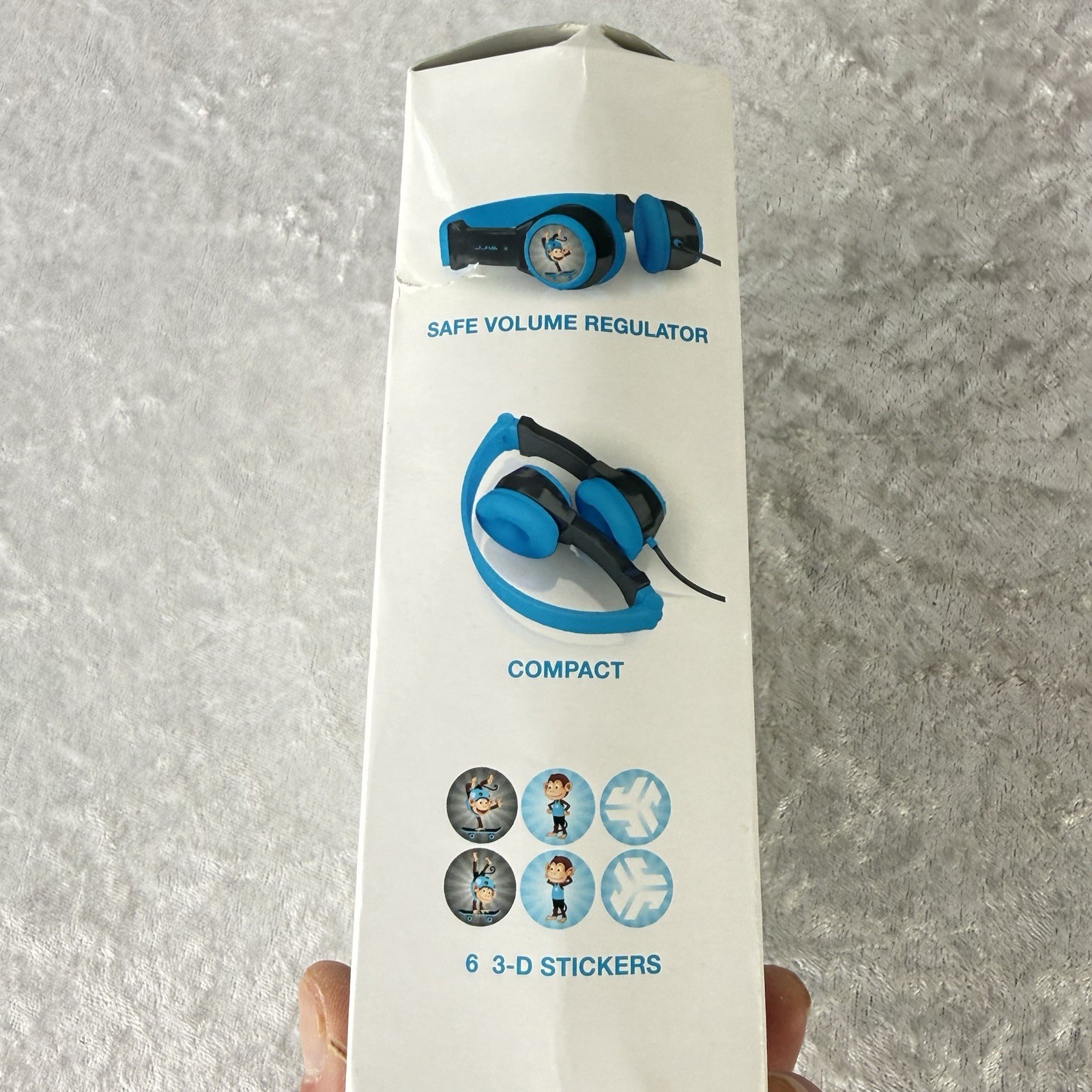 JLAB Audio JBuddies Folding Kids Headphones – Ages 2-8 Years, Blue/Gray – New