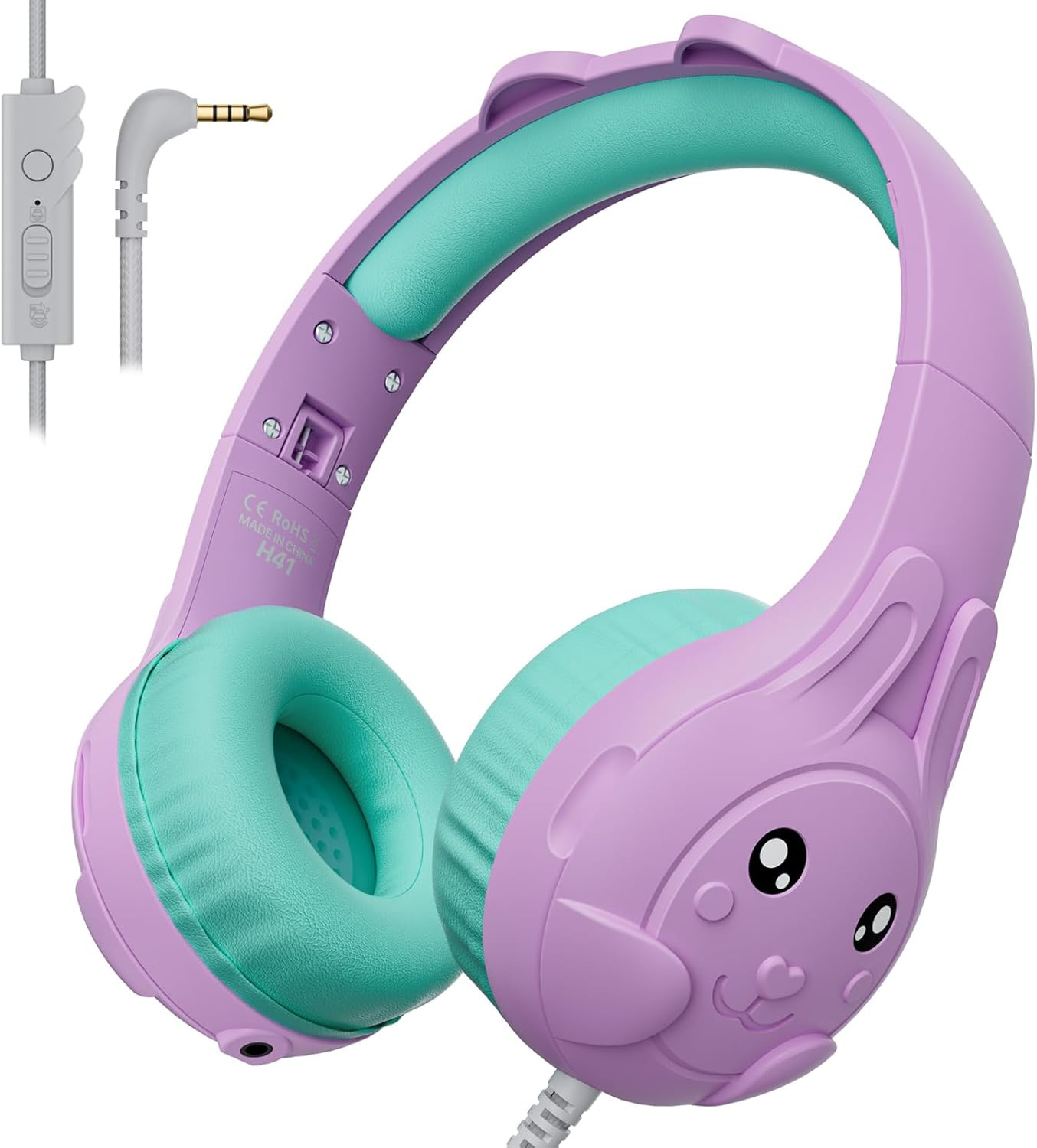 Kids Headphones, with Microphone, 80/90Db Volume Limiter, Audio Sharing Port, 3.