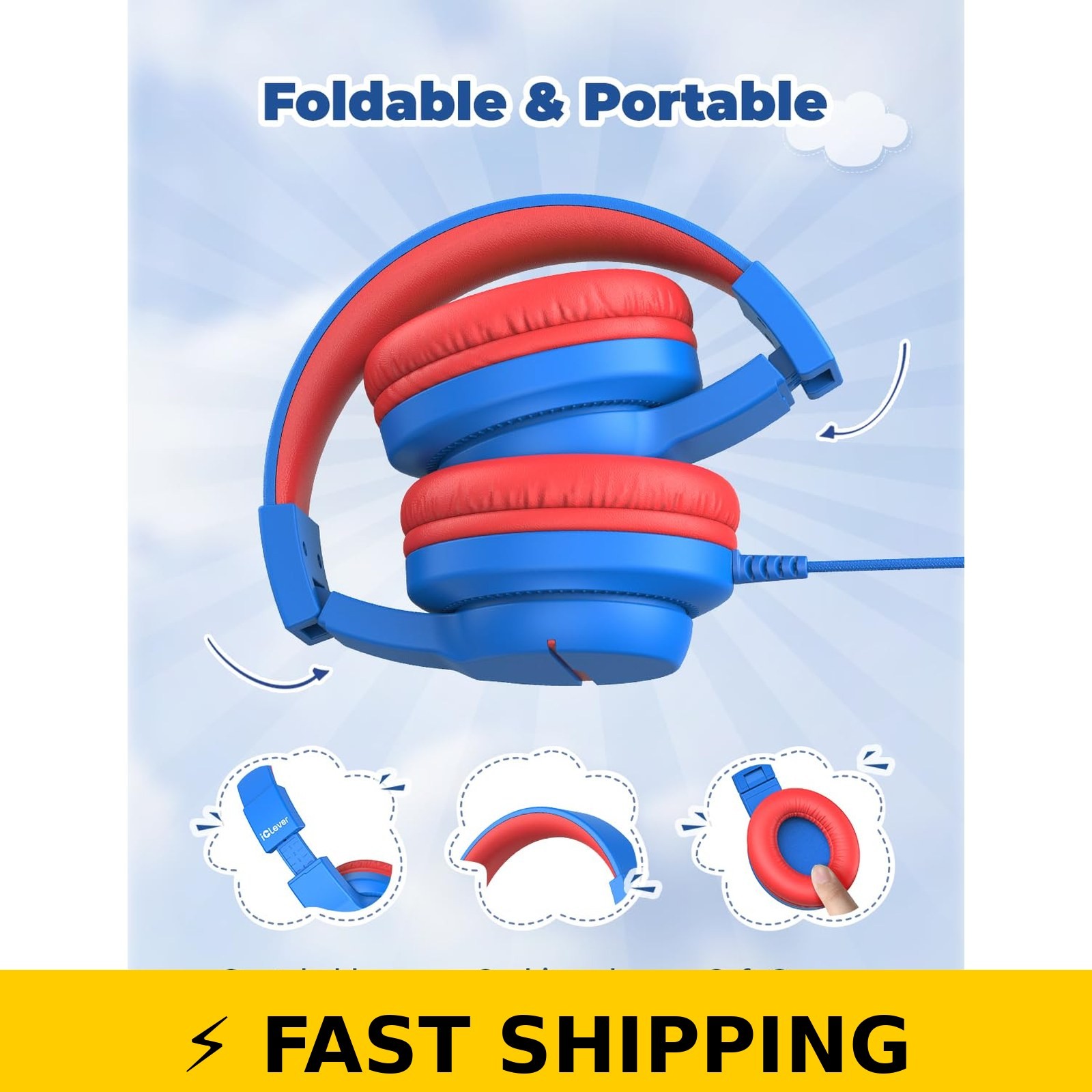 iClever HS19 Kids Headphones Safe Volume Over-Ear Wired Headphones