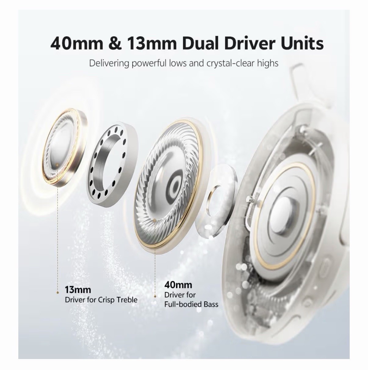 QCY H3S Wireless Bluetooth OverEar Headphones with 56Db Hybrid ANC 102H Playtime