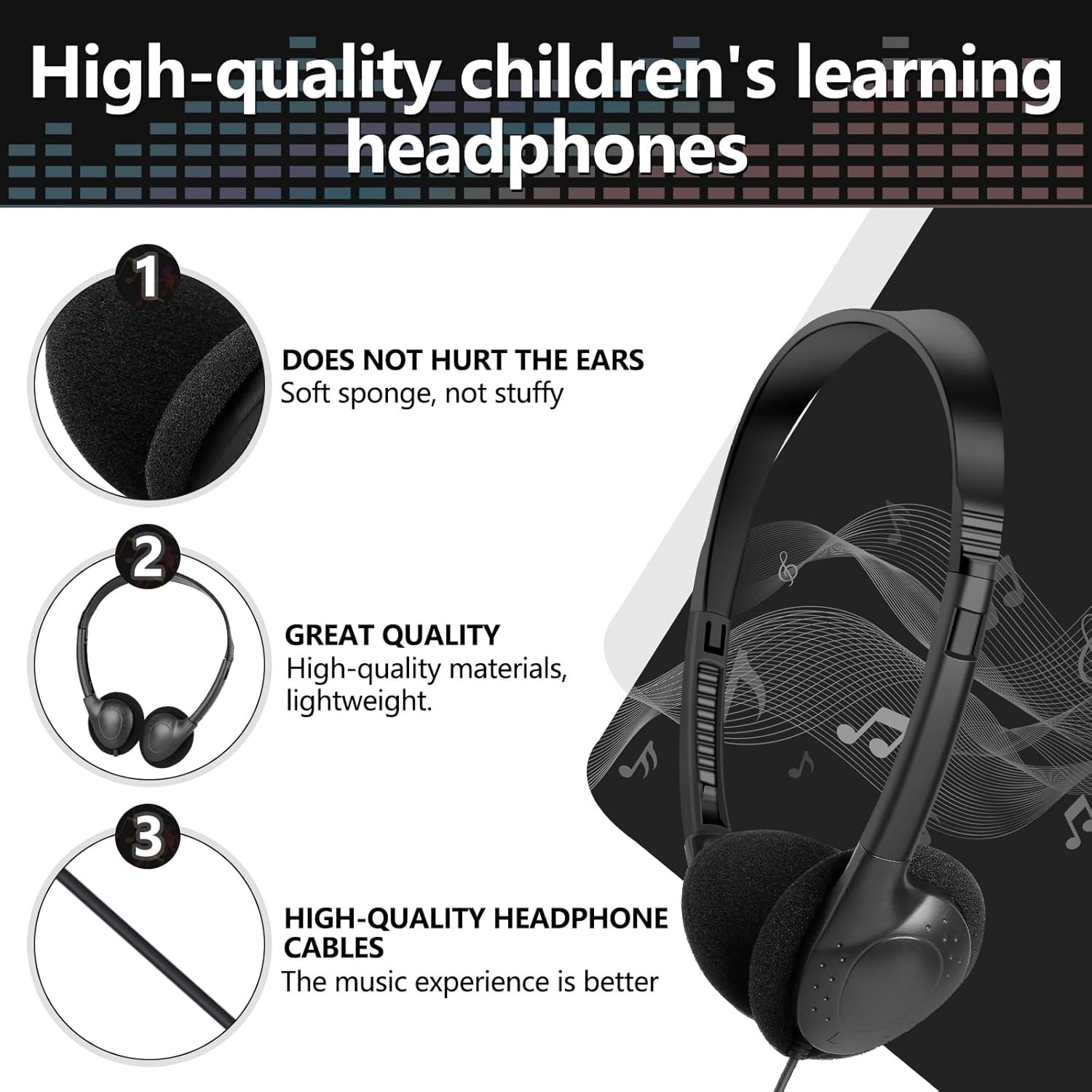 USB C Headphones Bulk 10 Pack for Kids Classroom School,On-Ear Wired USB T61-10