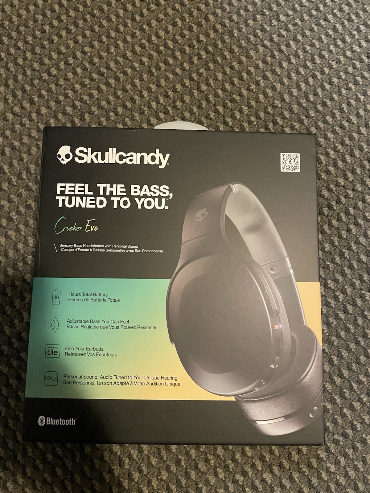 Skullcandy Crusher Evo Bluetooth Headphones Black Tile Finding Sensory Bass