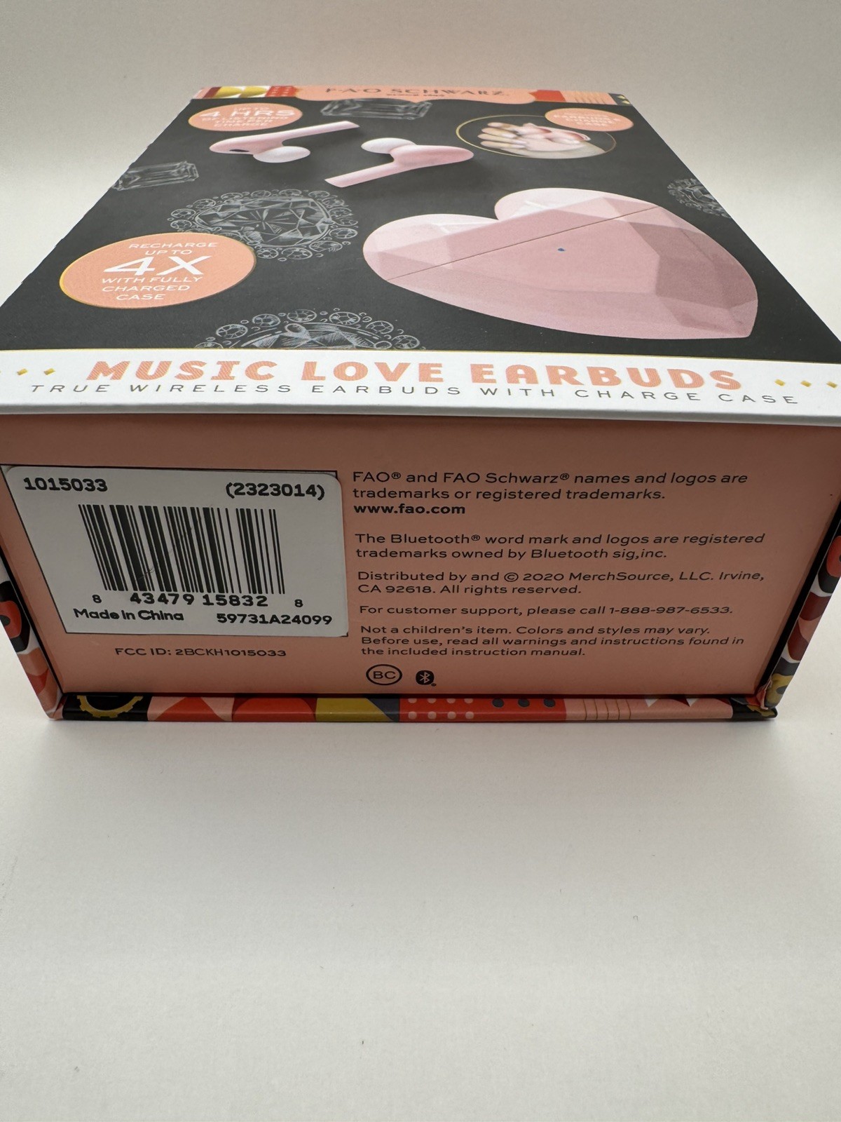 FAO Schwarz Heart Wireless Earbuds Pink Case Cute Gift True Wireless New