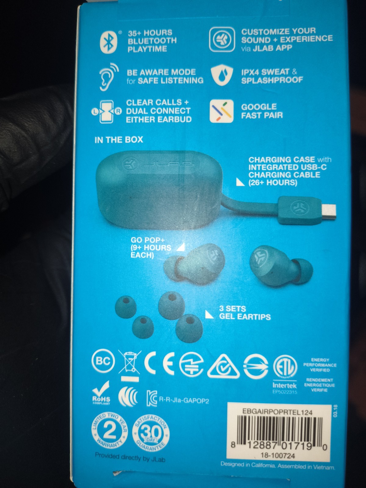 JLab EBGAIRPOPRSLT124 GO Air POP True Wireless In-Ear Headphones – Slate