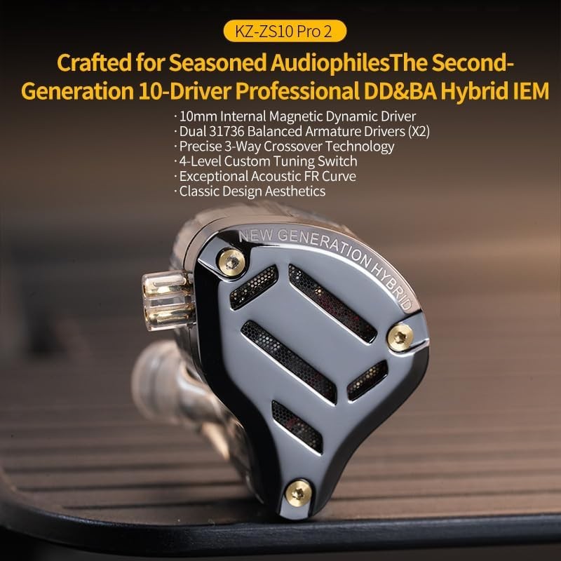 KZ ZS10 PRO 2 Hybrid Driver in-Ear Headphones with Microphone, 5 Drivers ?New?